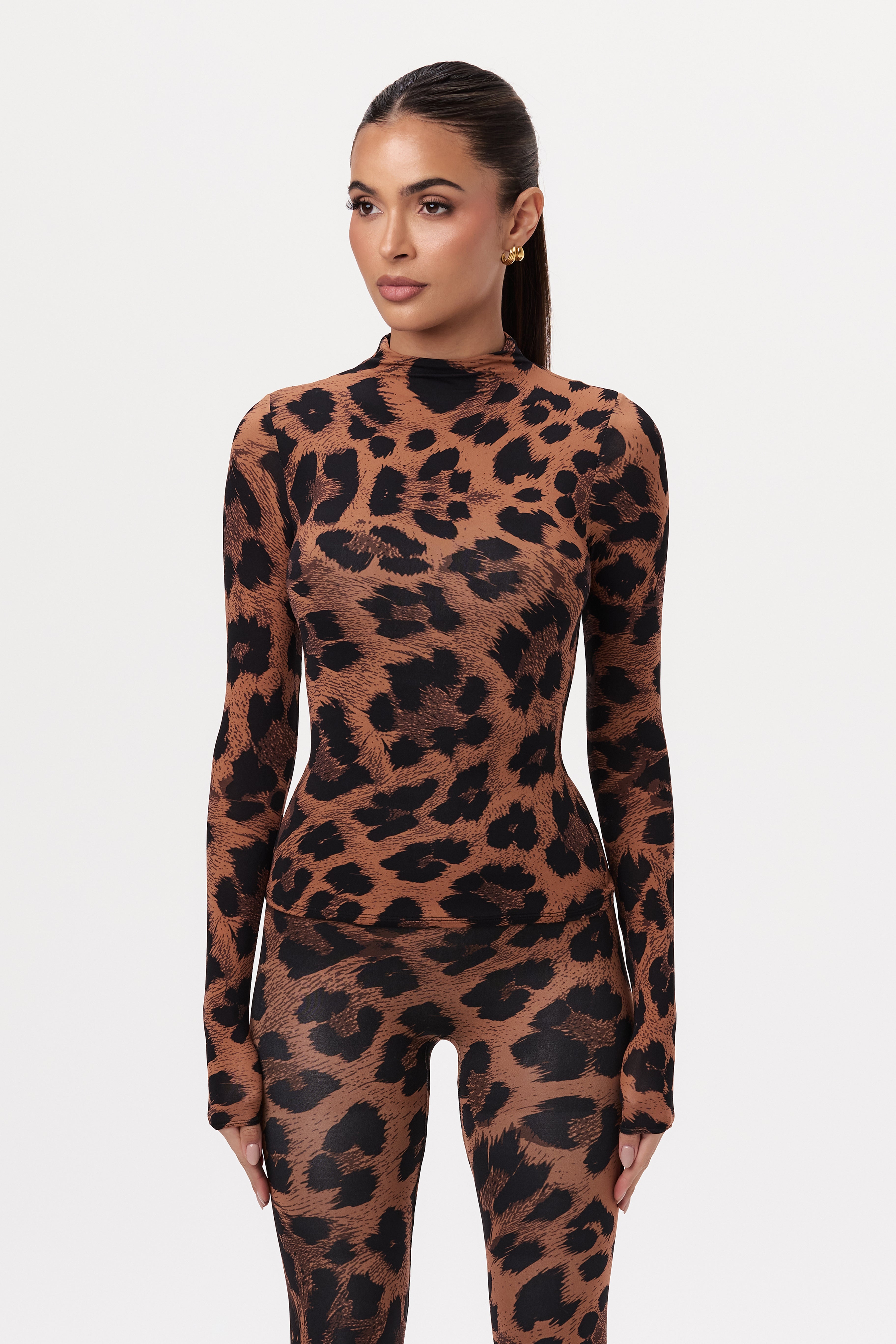 Naked Print Mock Neck Top