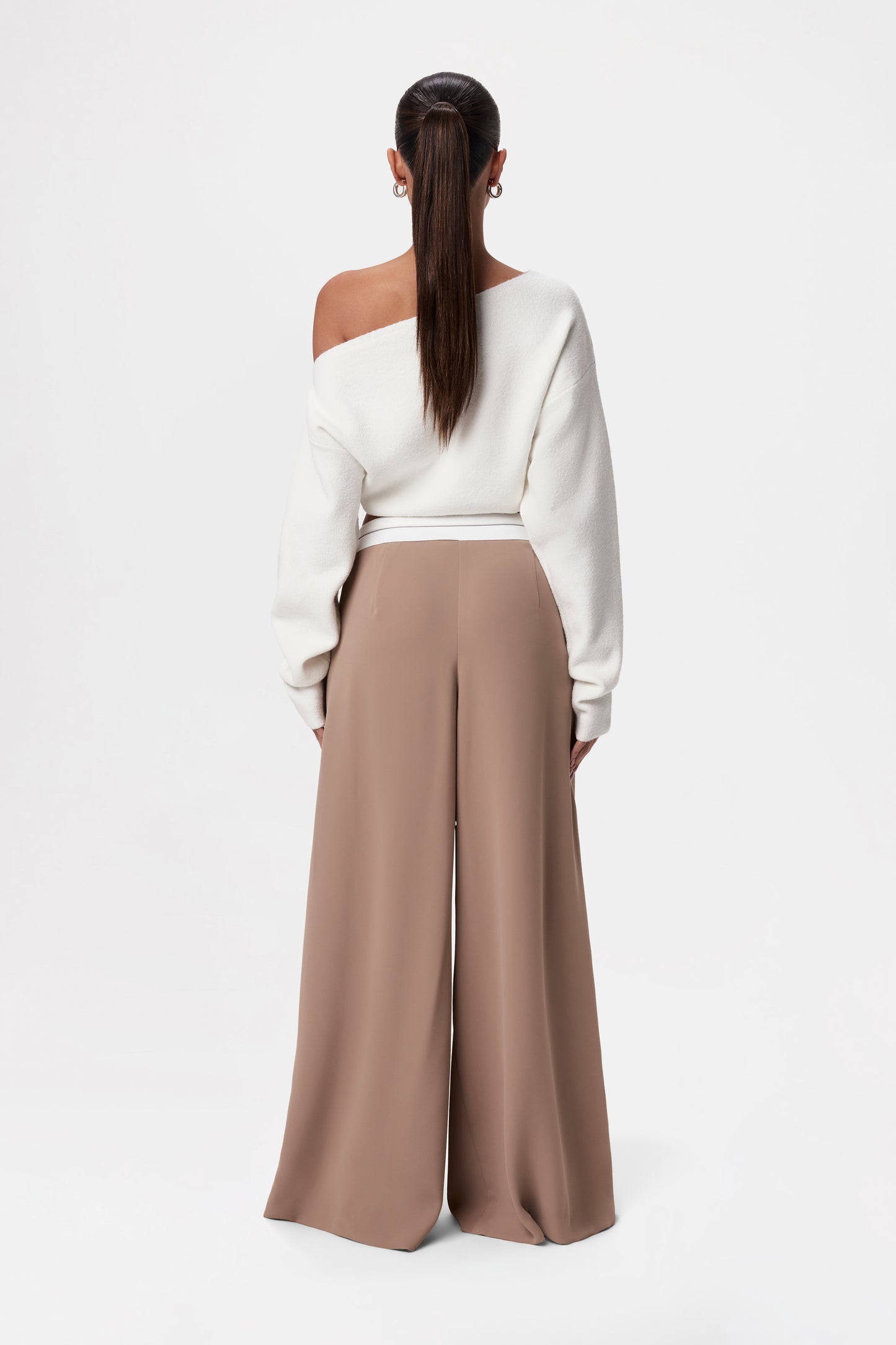 Contrast V-Waist Palazzo Pants