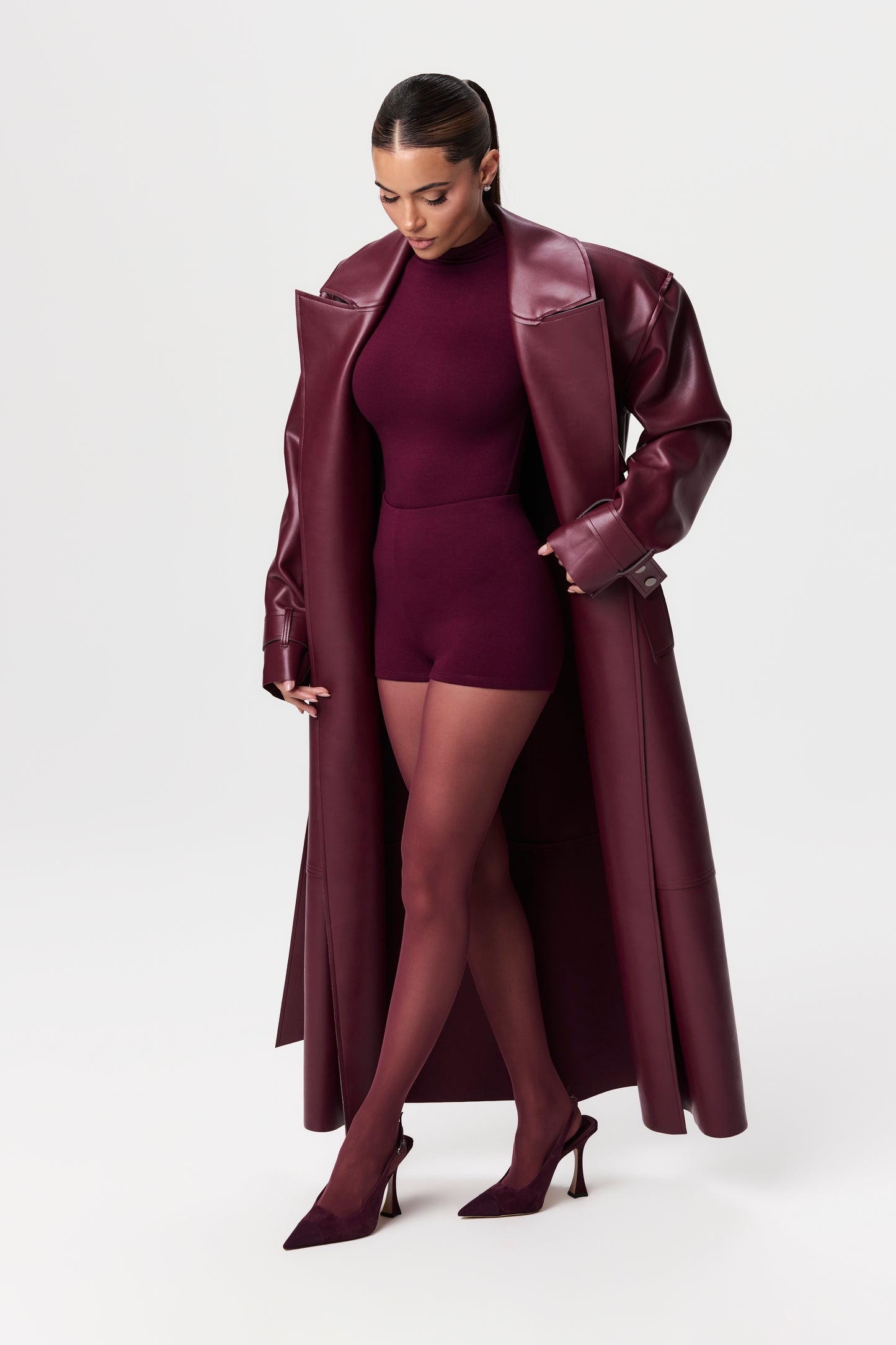 Vegan Leather Trench Coat