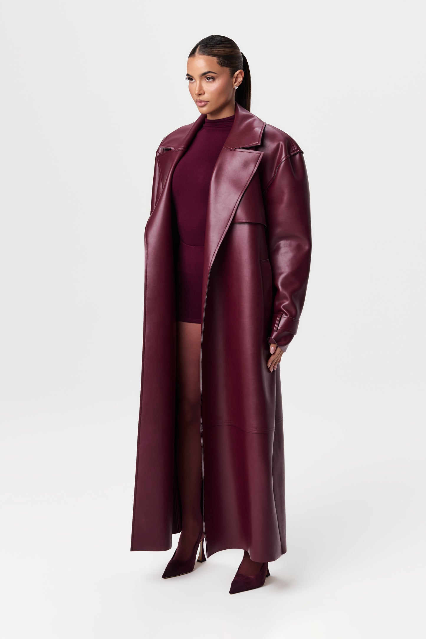 Vegan Leather Trench Coat