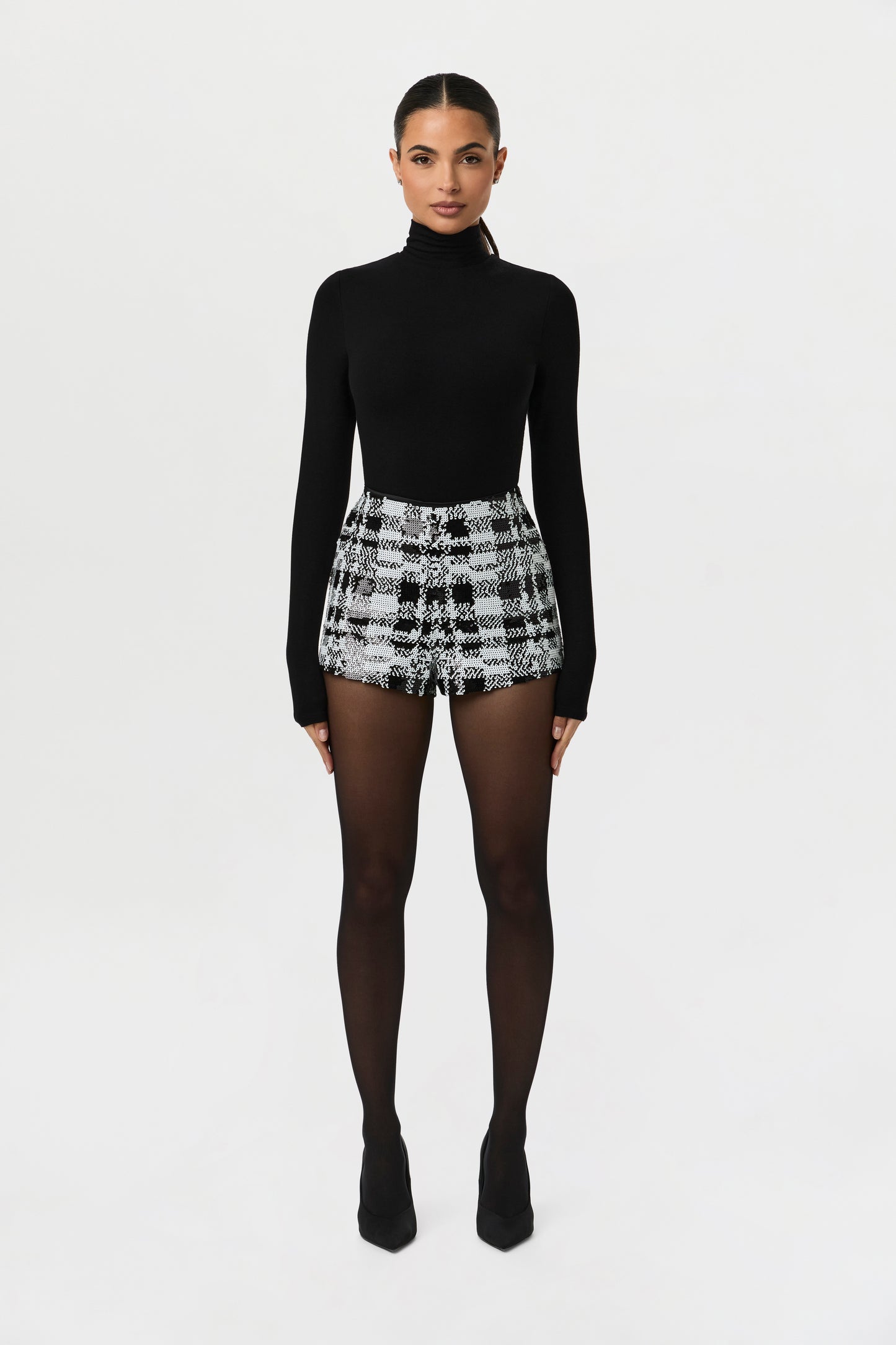 Sequin Plaid Hot Pants
