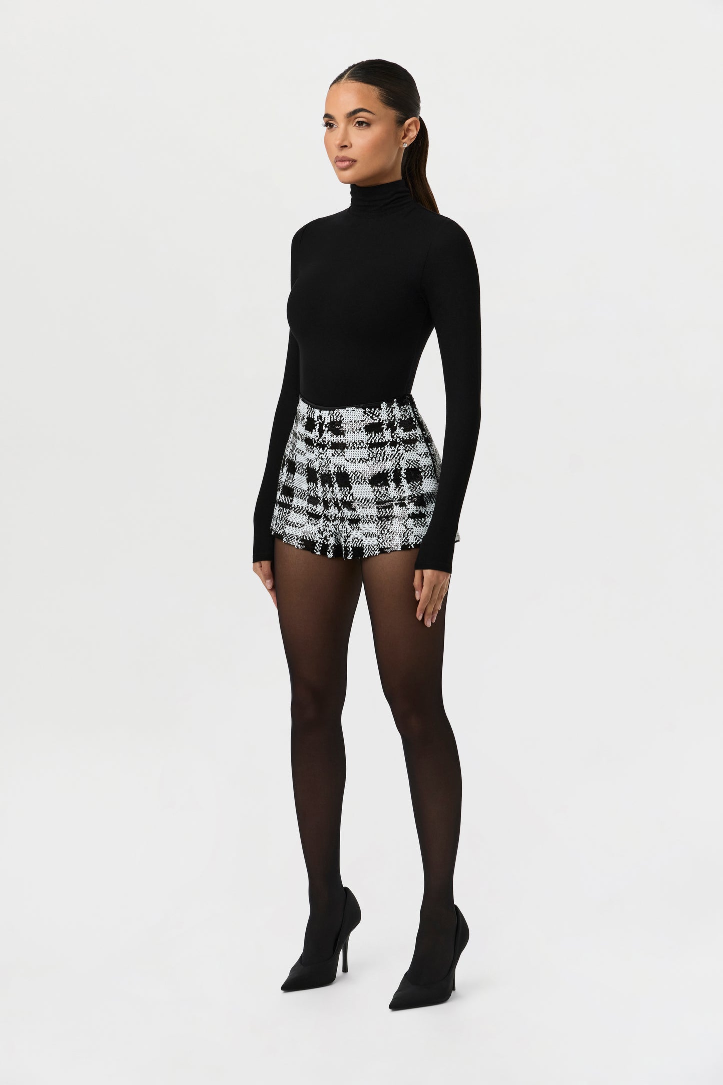 Sequin Plaid Hot Pants