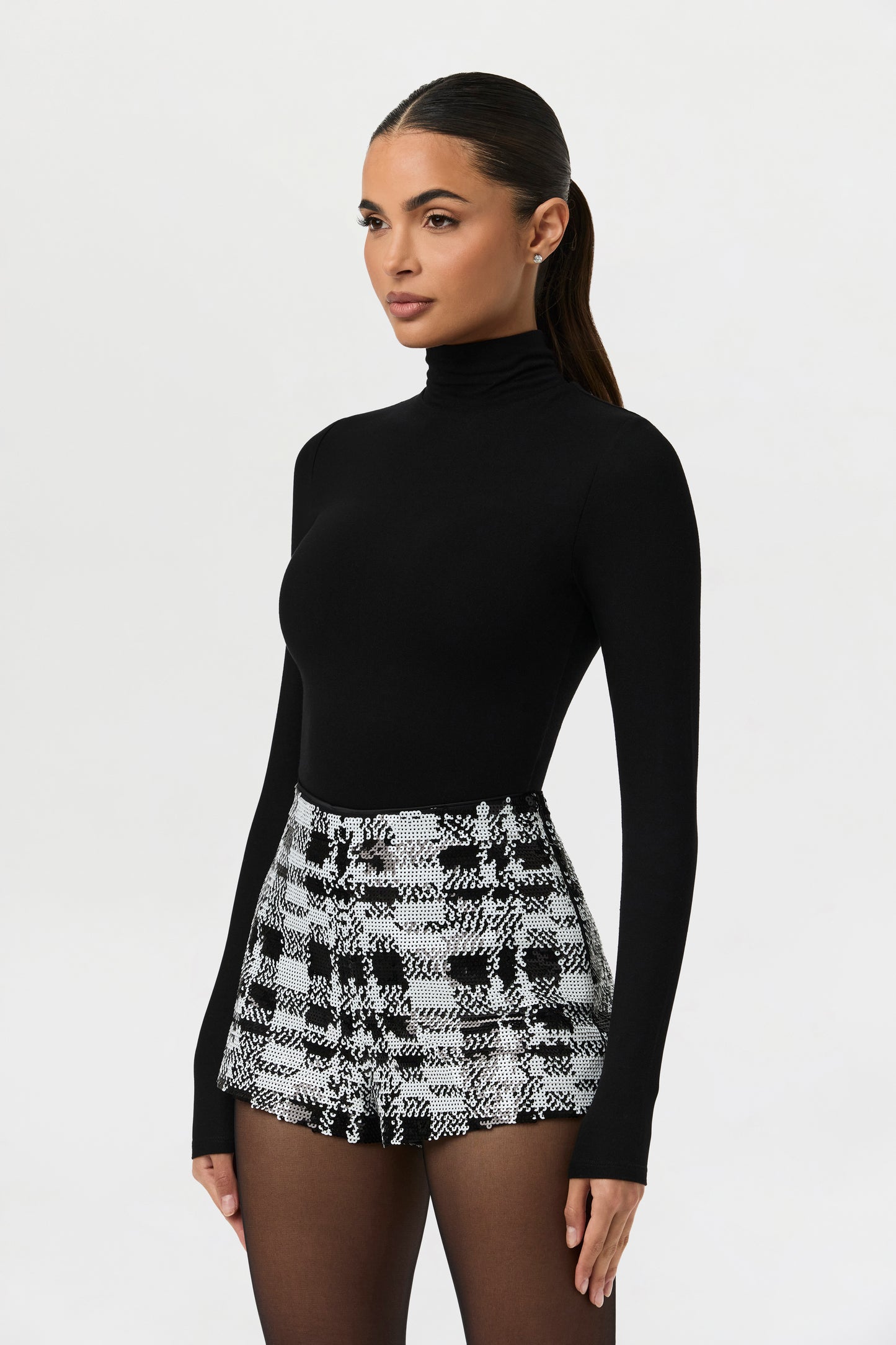 Sequin Plaid Hot Pants