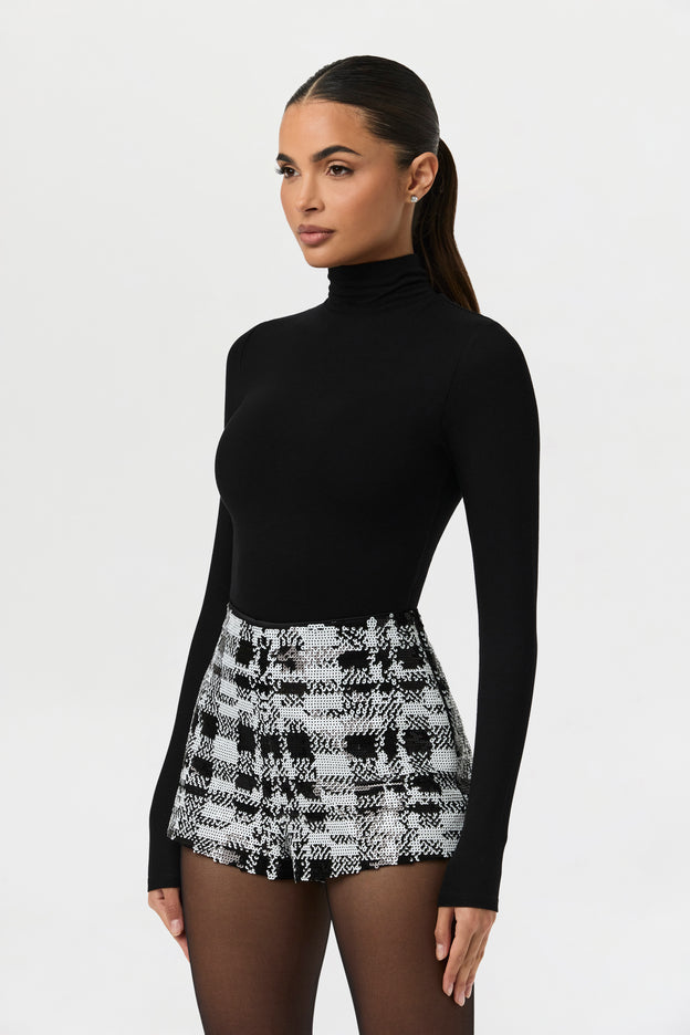 Sequin Plaid Hot Pants