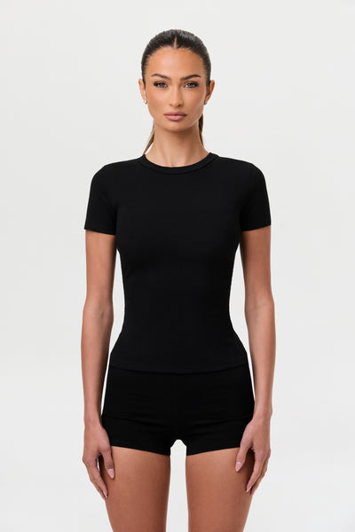 NUDE 売れ筋商品|||ヌード Tシャツ トップス レディース Tops Black Snatched Crewneck Tee Top – Naked Wardrobe