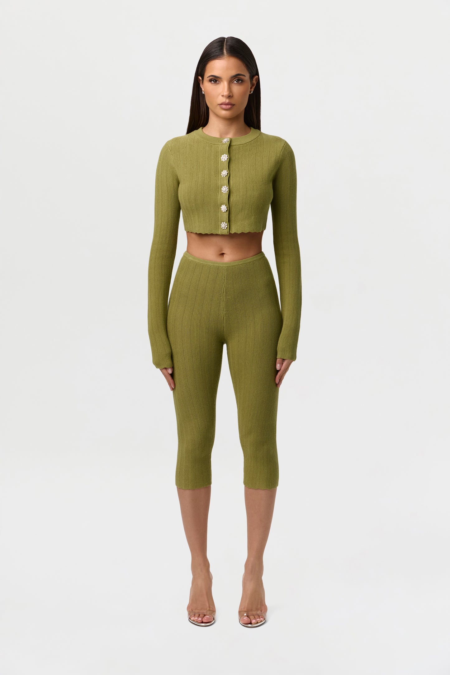 Knit Scallop Capri Leggings