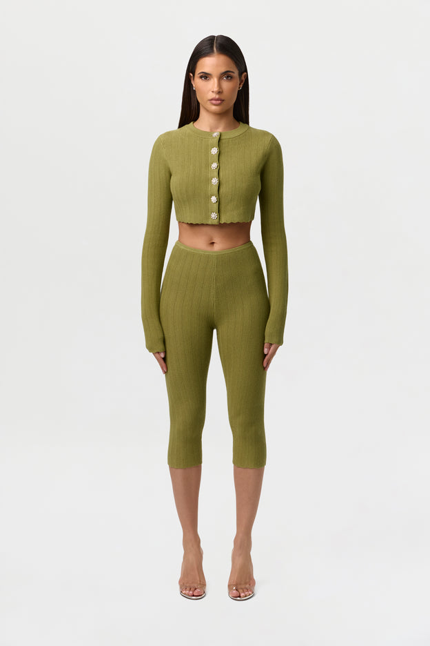 Knit Scallop Capri Leggings