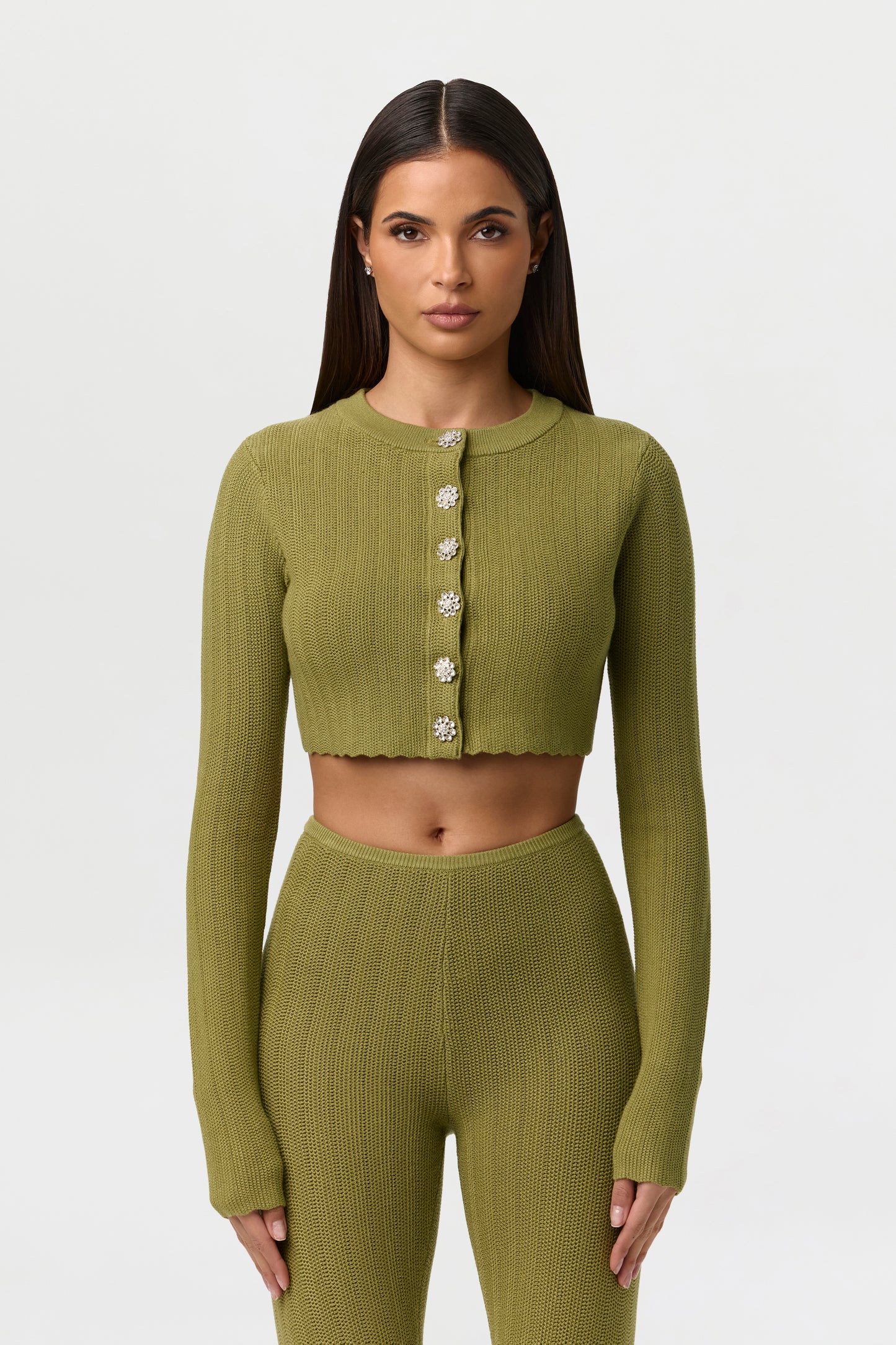 Knit Button Up Crop Cardigan