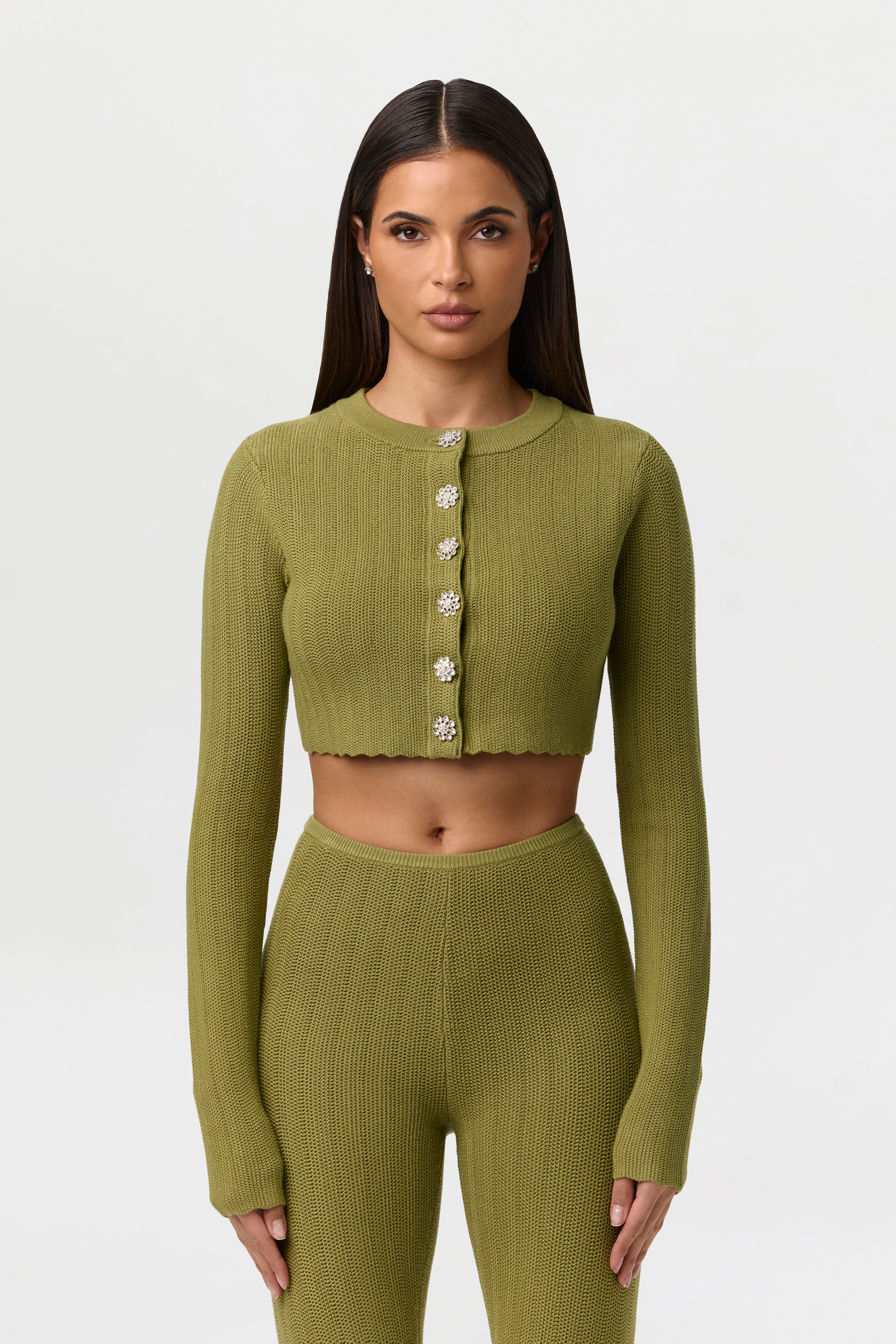 Knit Button Up Crop Cardigan