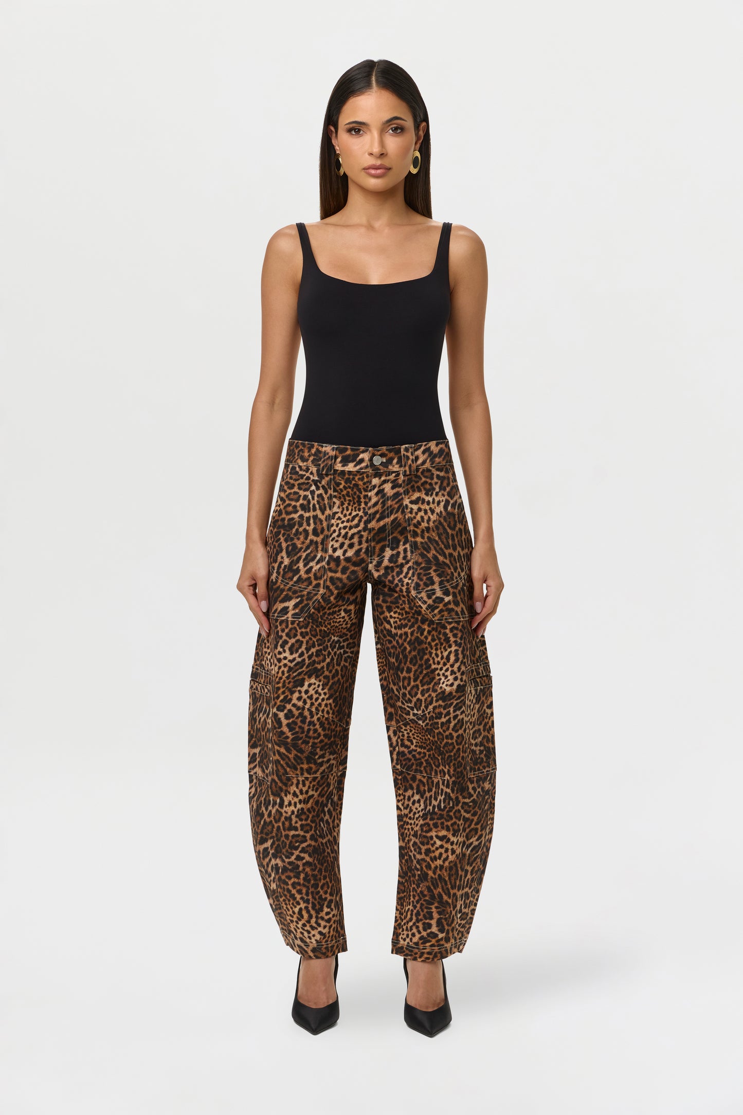 Spotted Leopard Canvas Print Barrel Pant