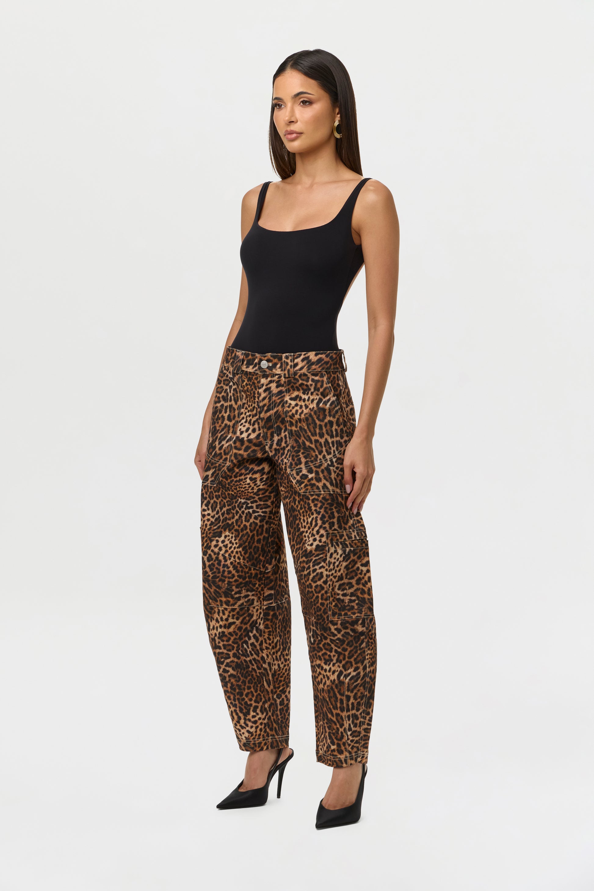 Spotted Leopard Canvas Print Barrel Pant