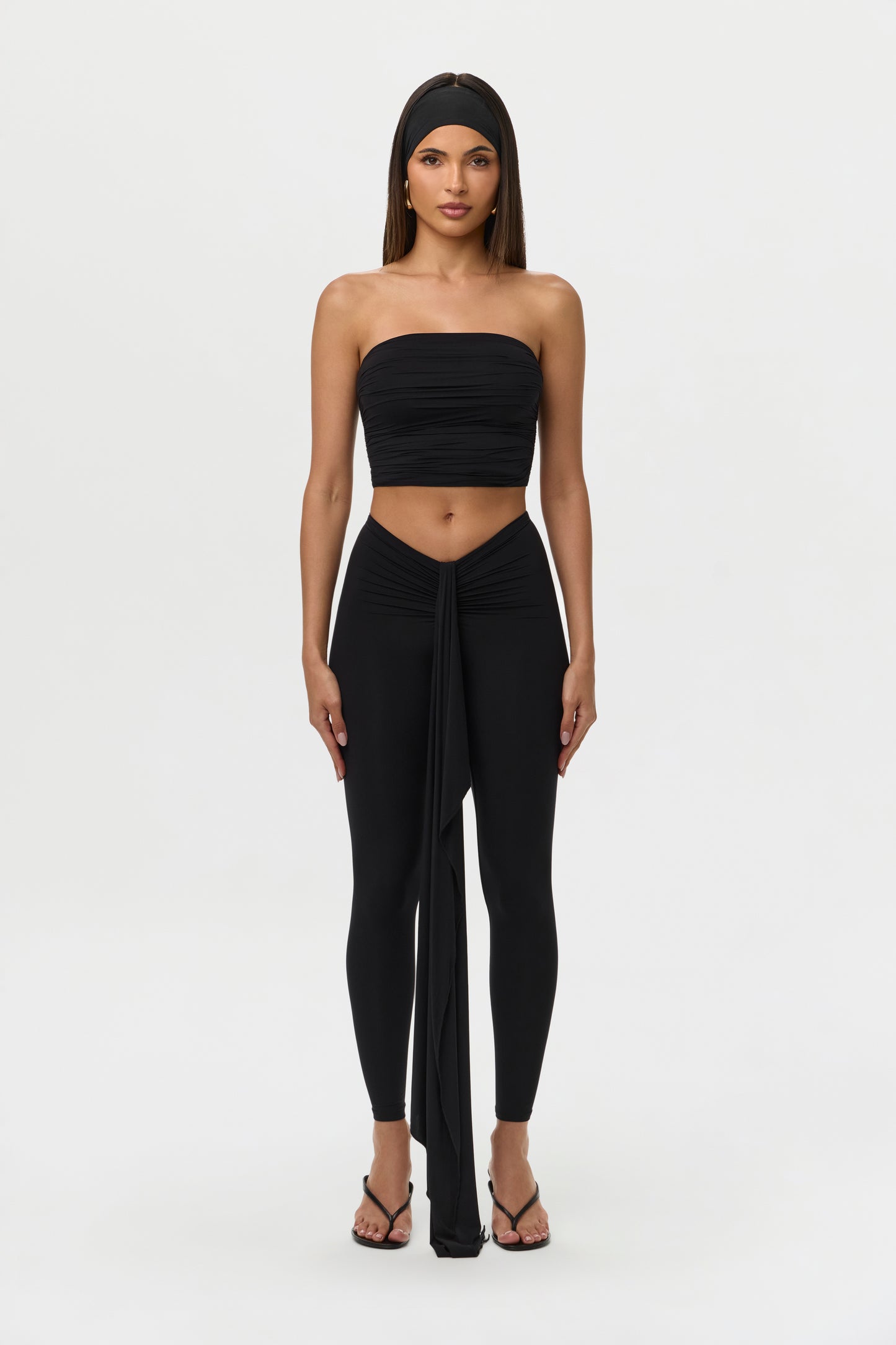 Black Naked V-Waist Drape Leggings Petite