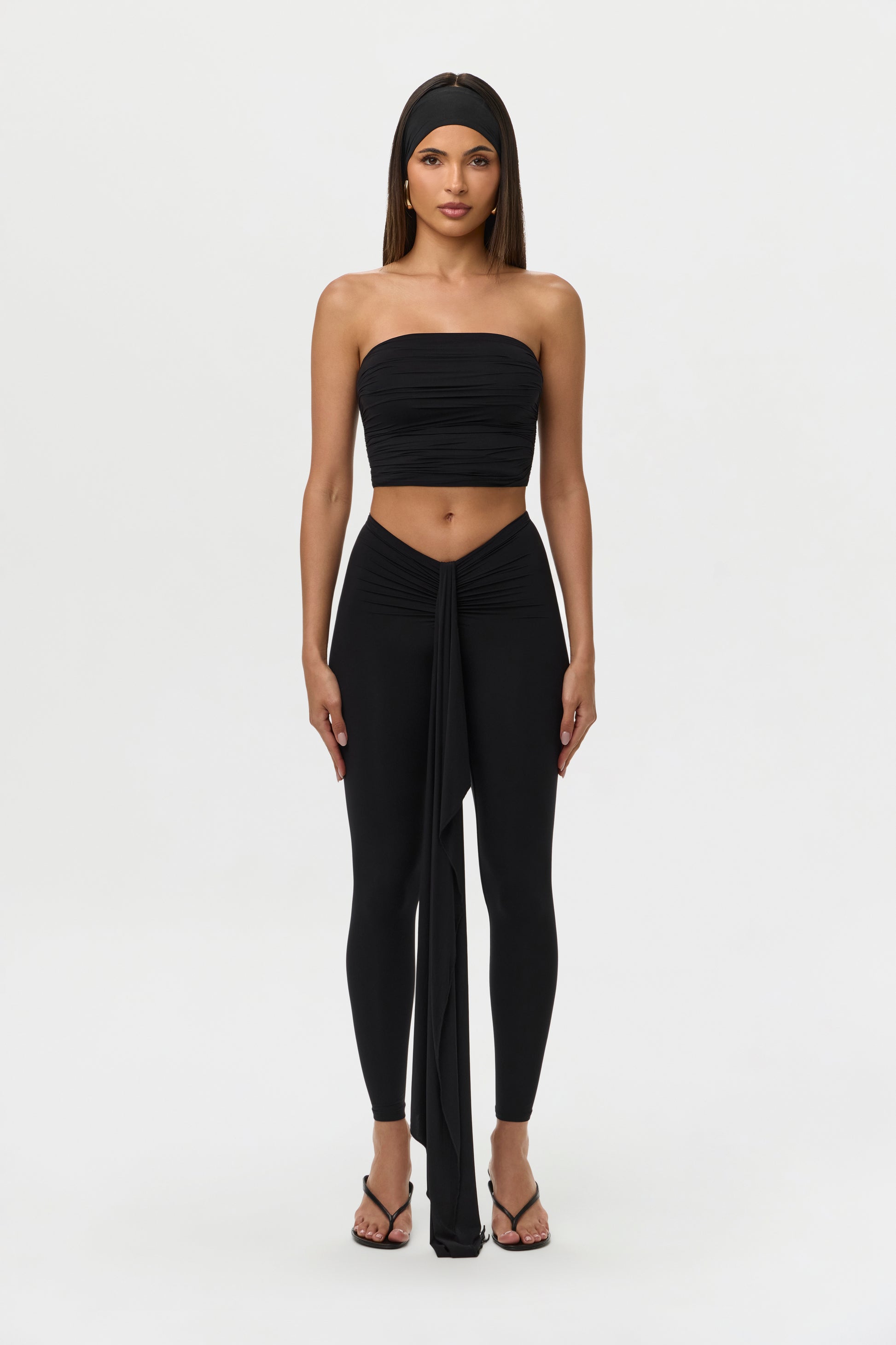 Black Naked V-Waist Drape Leggings Petite