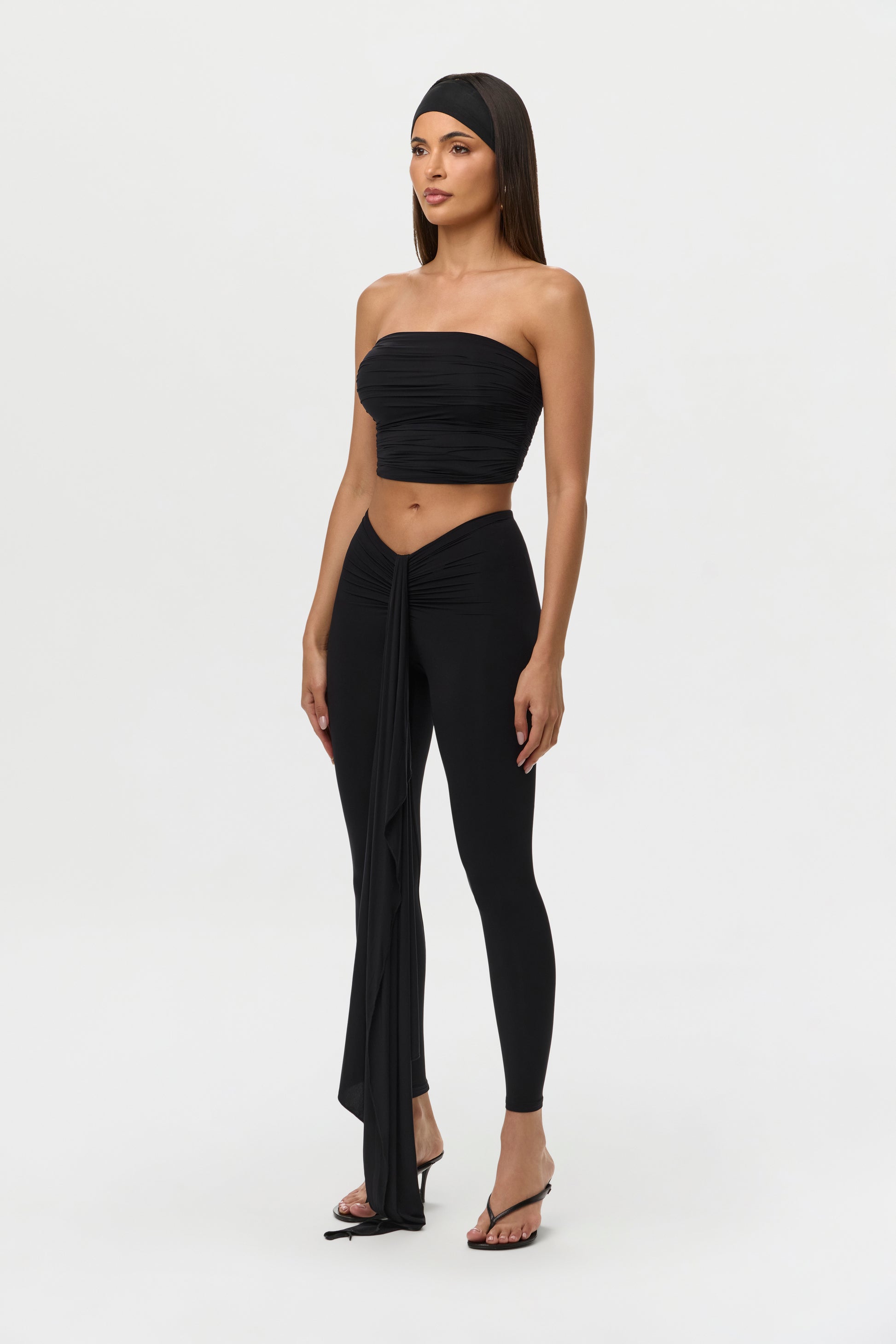 Black Naked V-Waist Drape Leggings Petite