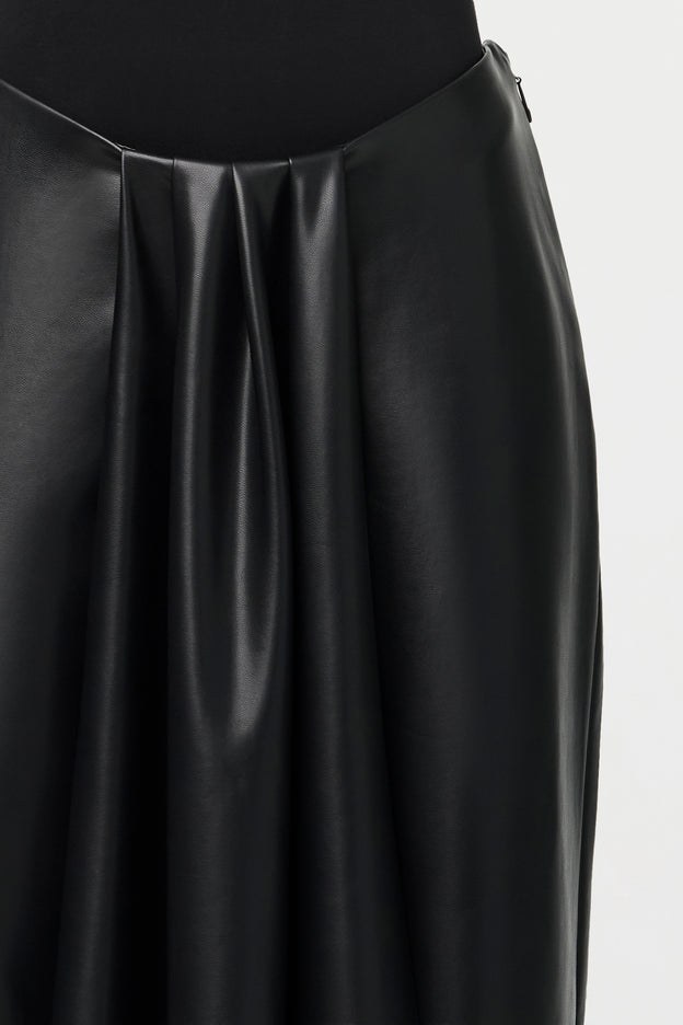 Vegan Leather Drape Wideleg Pants