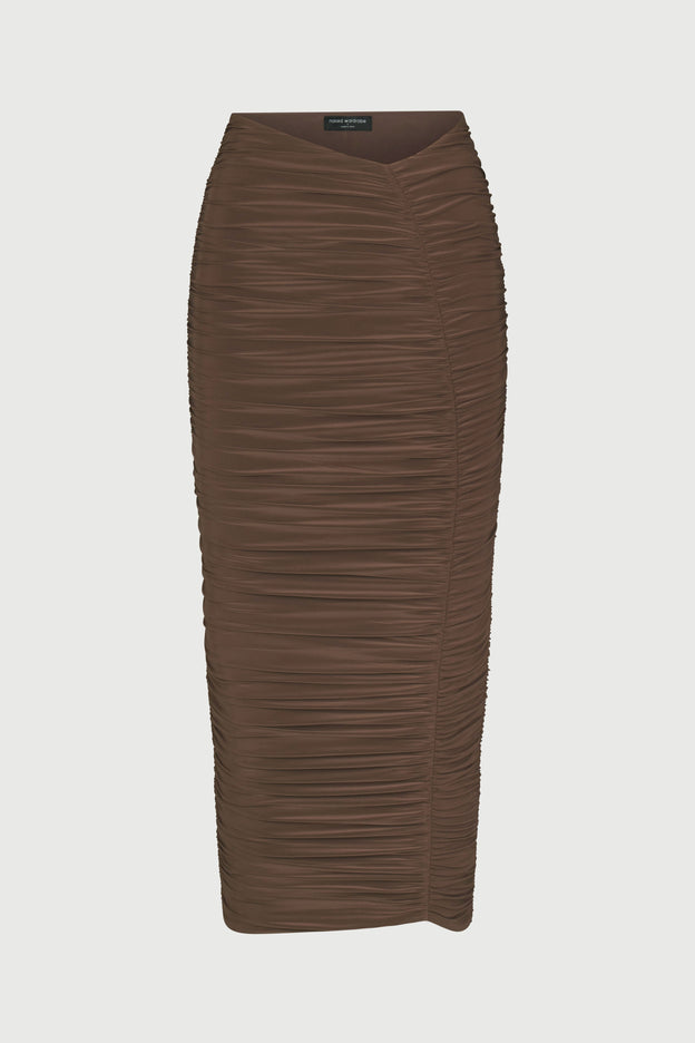 Hourglass V-Waist Ruched Midi Skirt