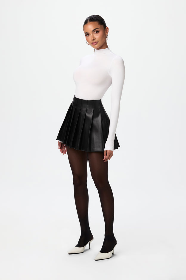 Vegan Leather Pleated Mini Skirt