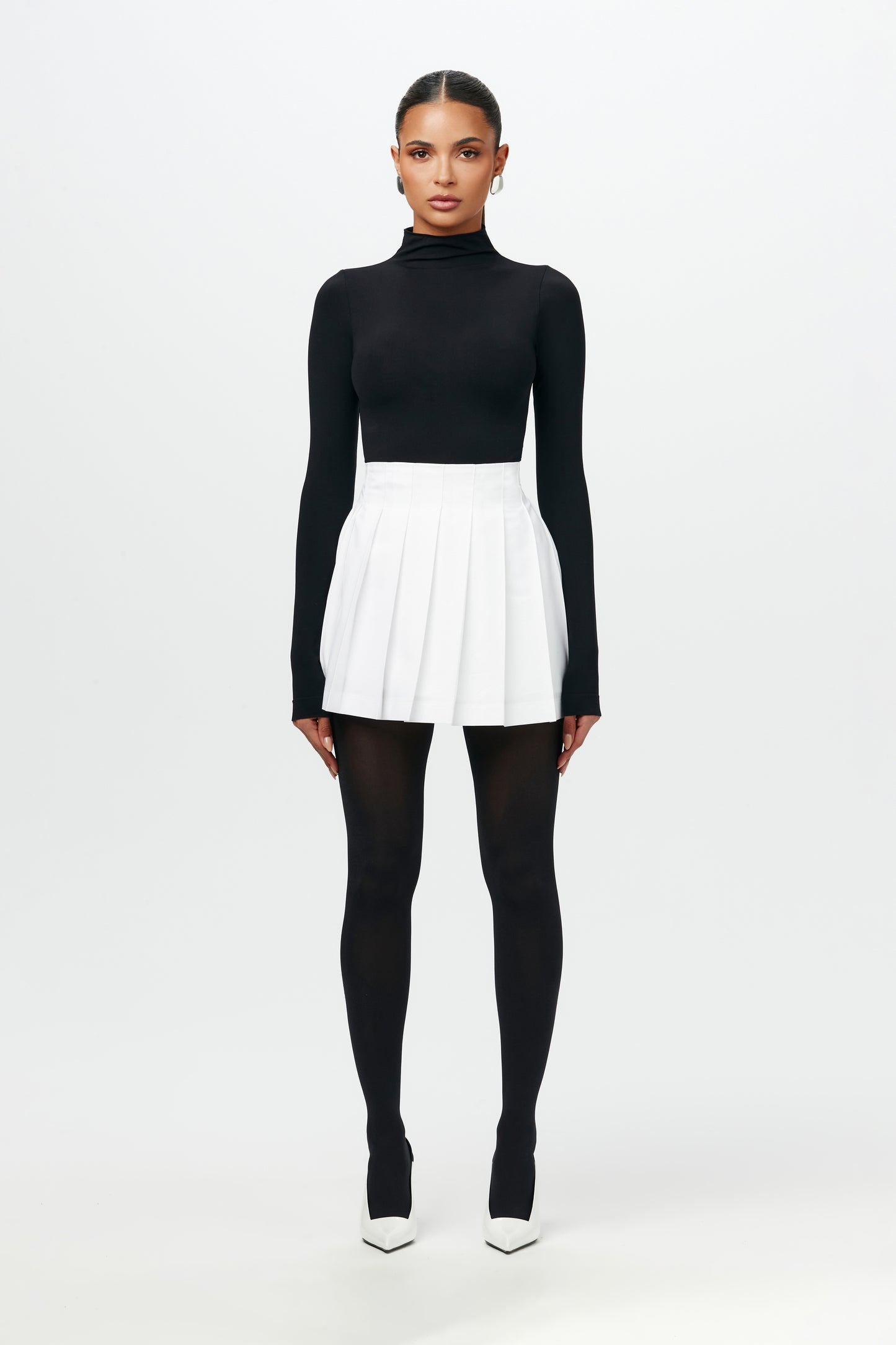 Pleated Shirting Mini Skirt