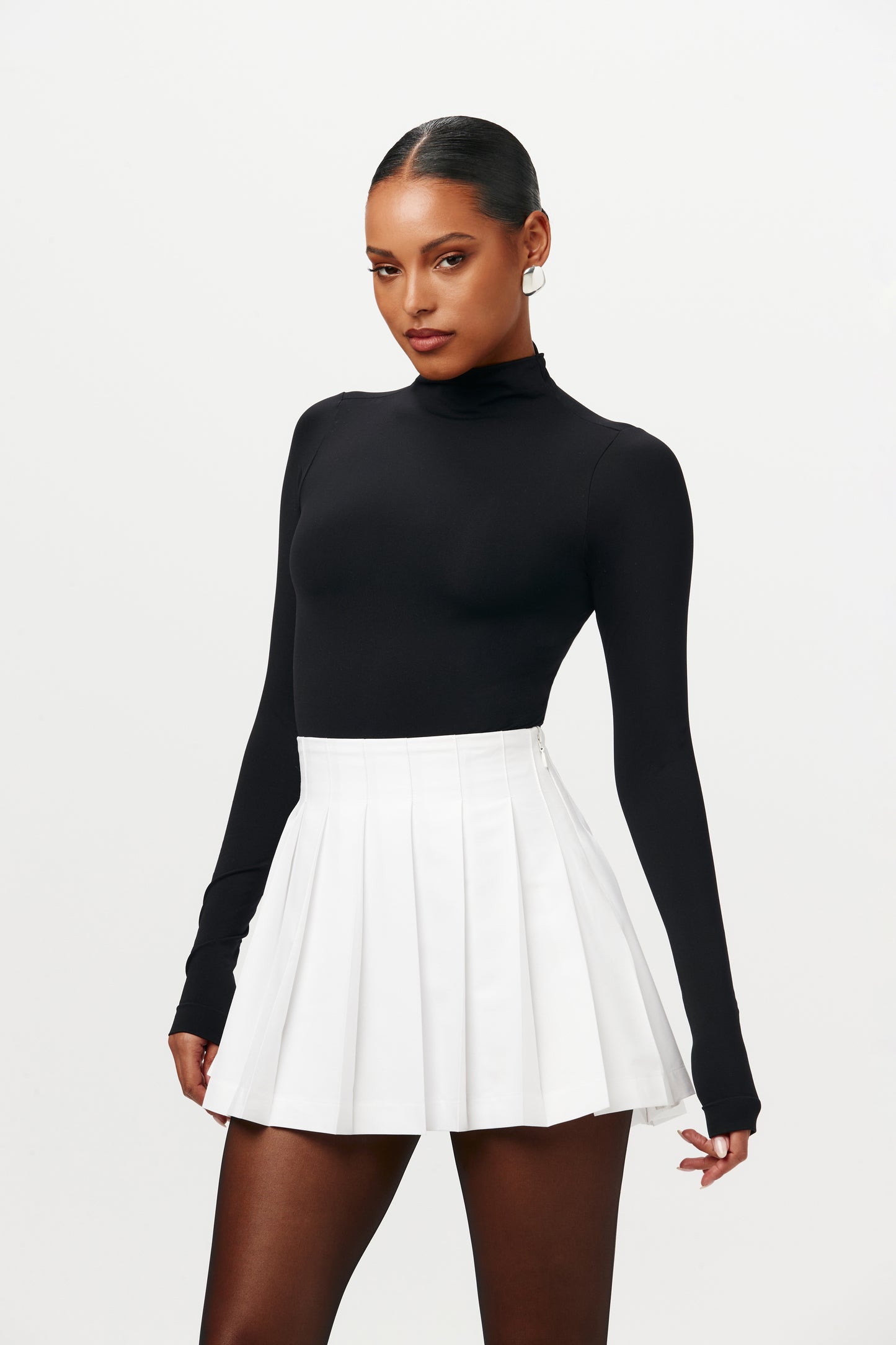 Pleated Shirting Mini Skirt
