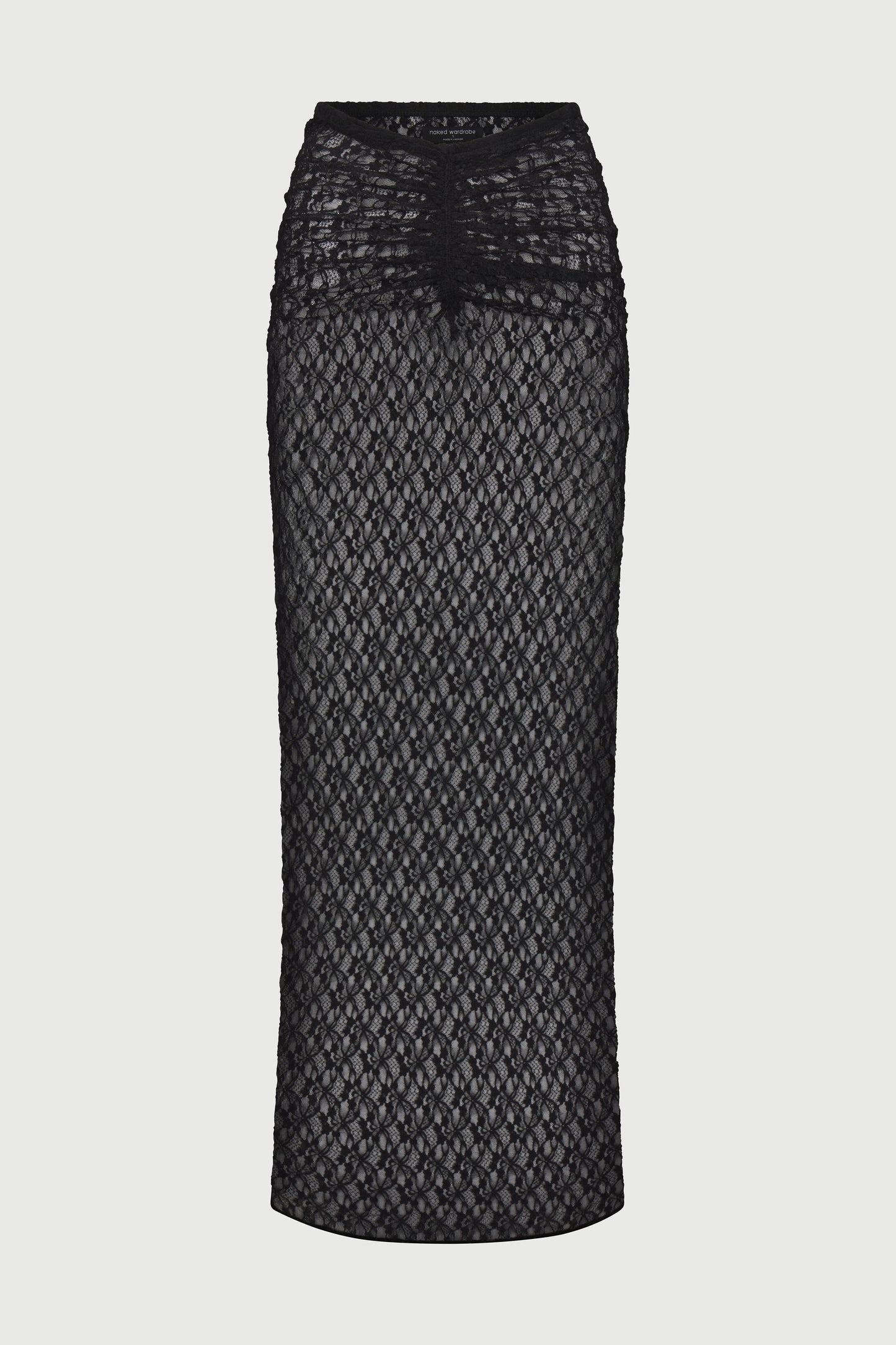 Stretch Lace V-Waist Maxi Skirt