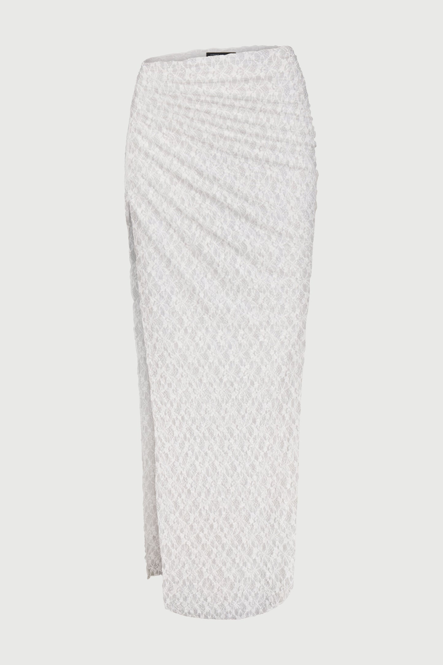 Stretch Lace Ruched Maxi Skirt