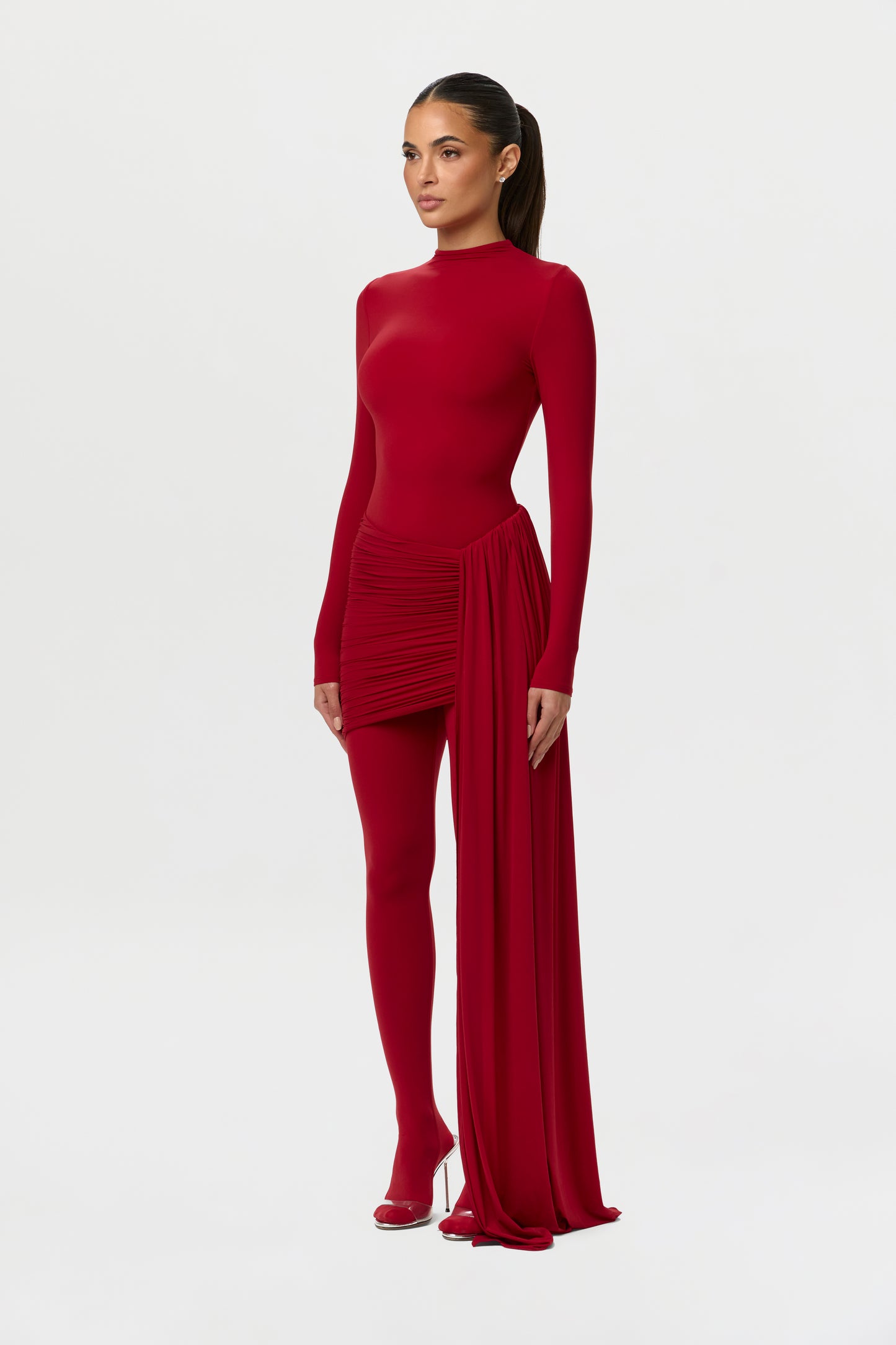 Naked Ruched Drape Mini Skirt