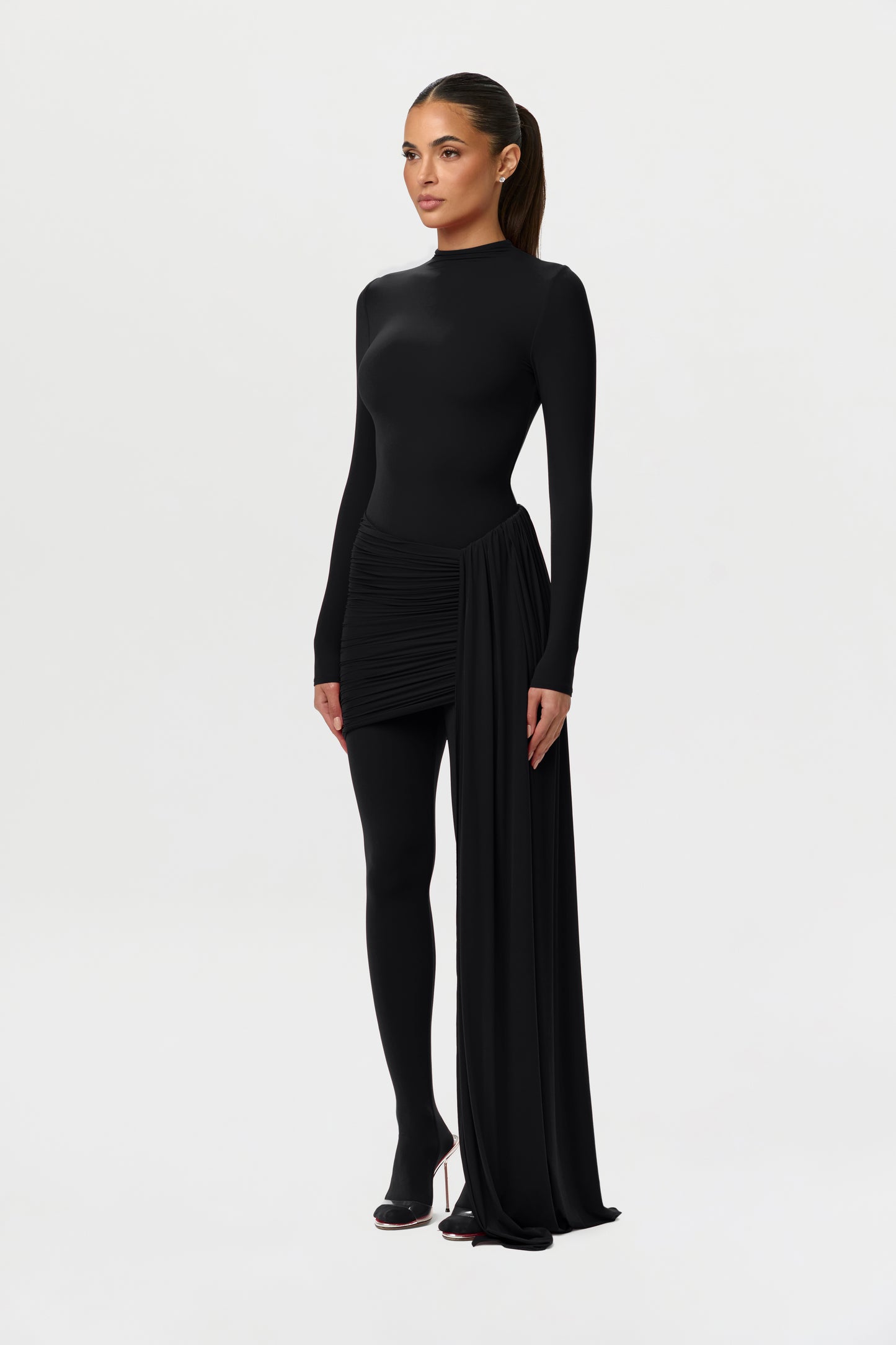 Naked Ruched Drape Mini Skirt