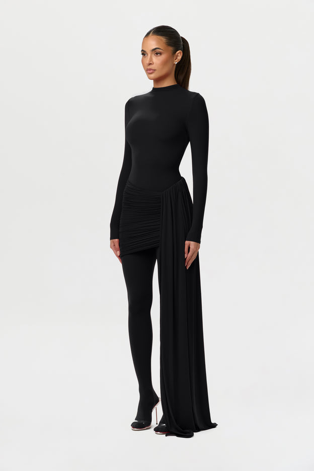 Naked Ruched Drape Mini Skirt