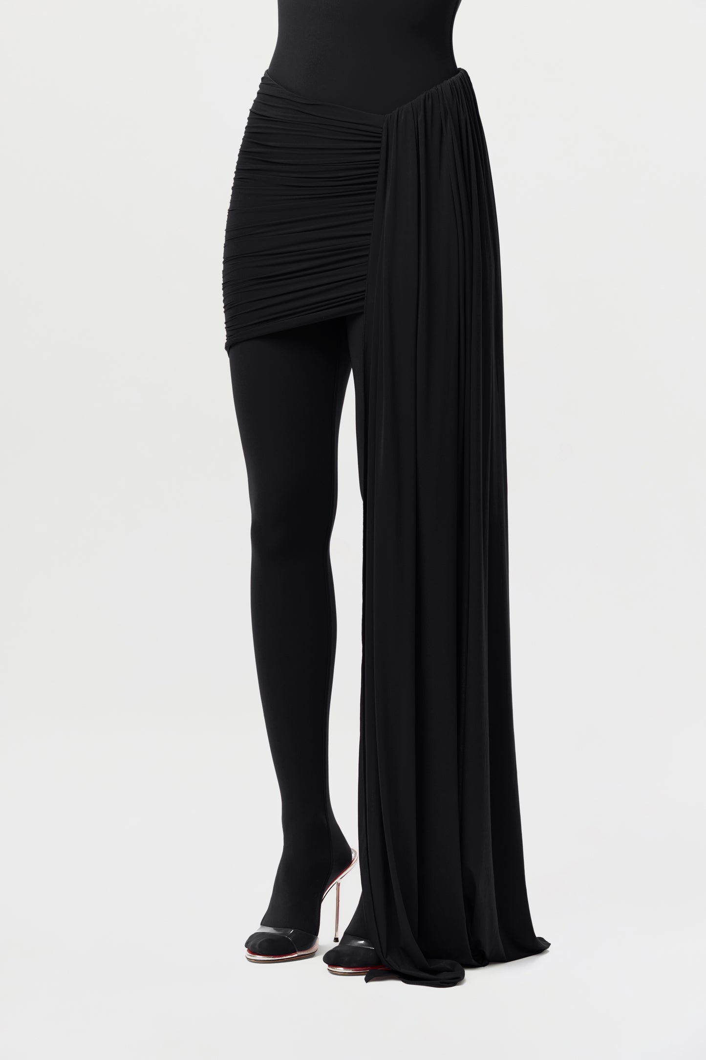 Naked Ruched Drape Mini Skirt