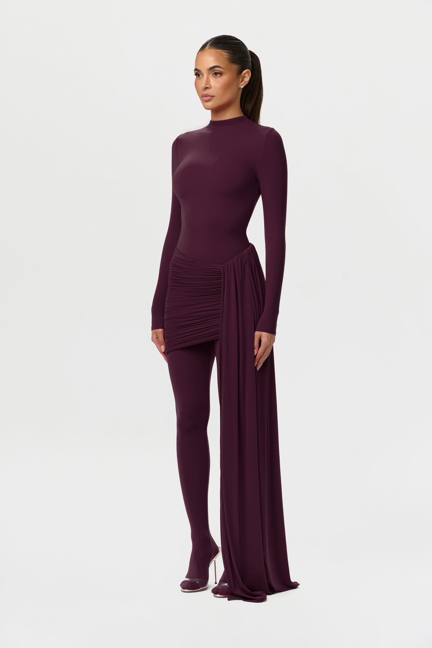 Naked Ruched Drape Mini Skirt