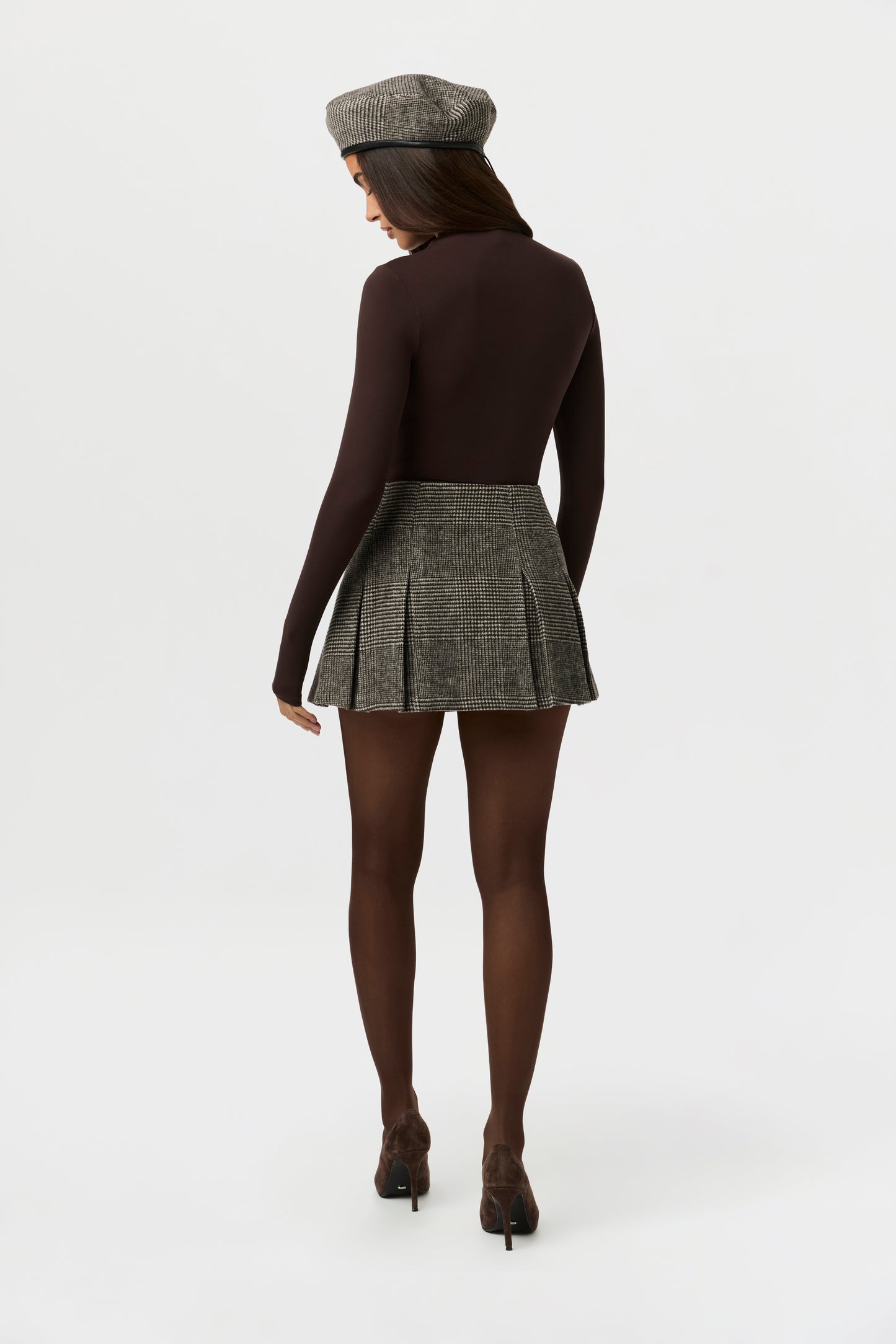 Suiting Pleated Plaid Mini Skirt