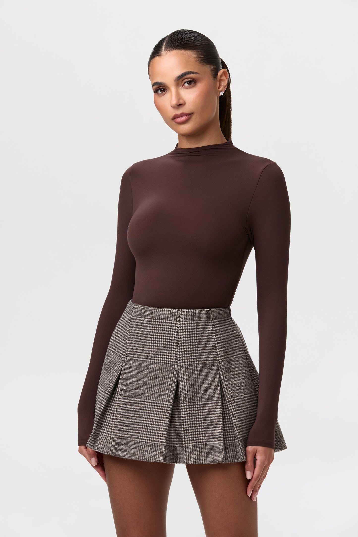 Suiting Pleated Plaid Mini Skirt