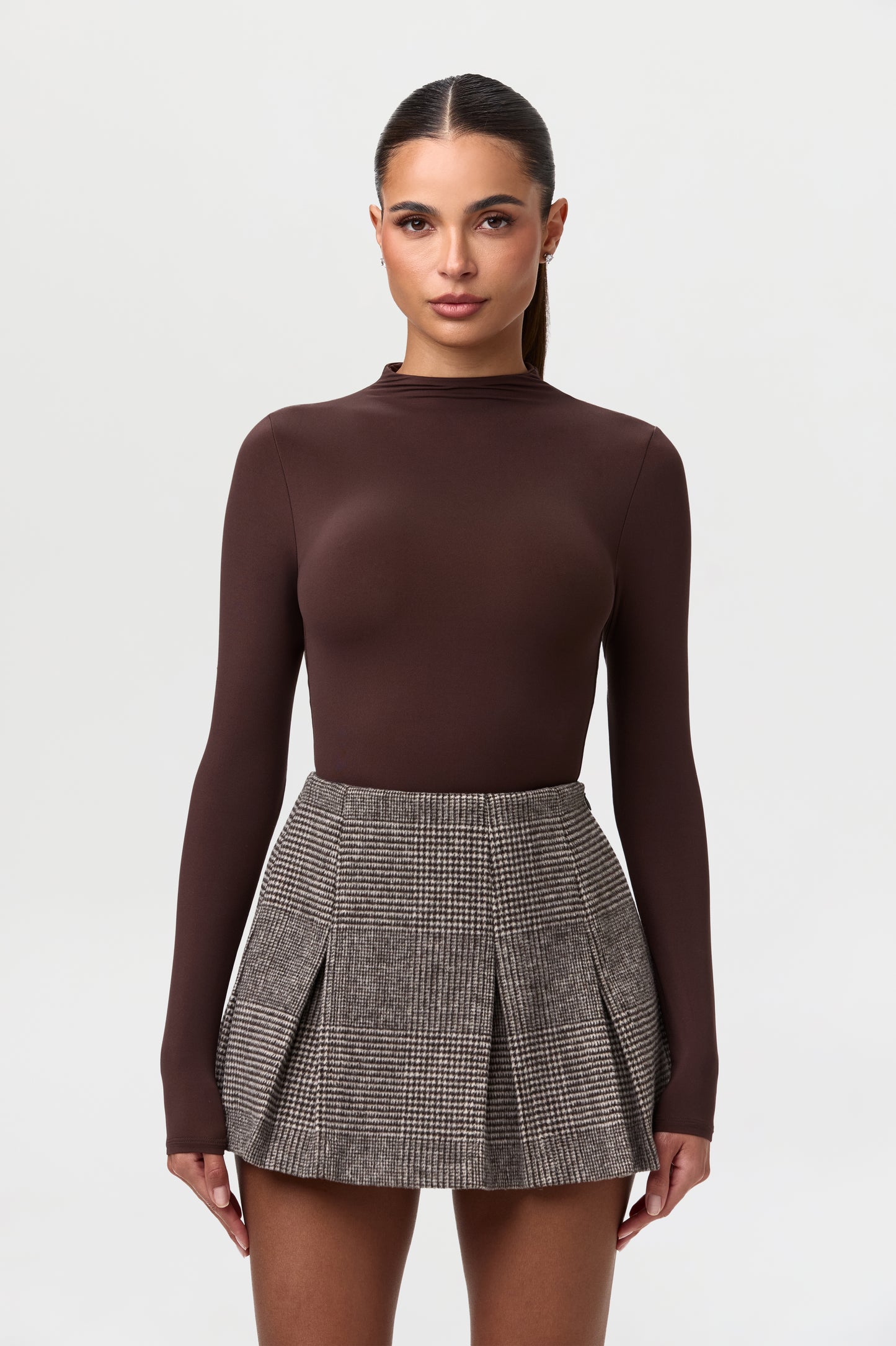 Suiting Pleated Plaid Mini Skirt