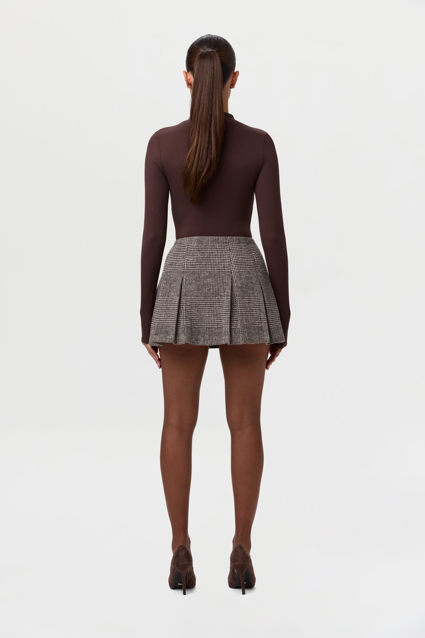 Suiting Pleated Plaid Mini Skirt