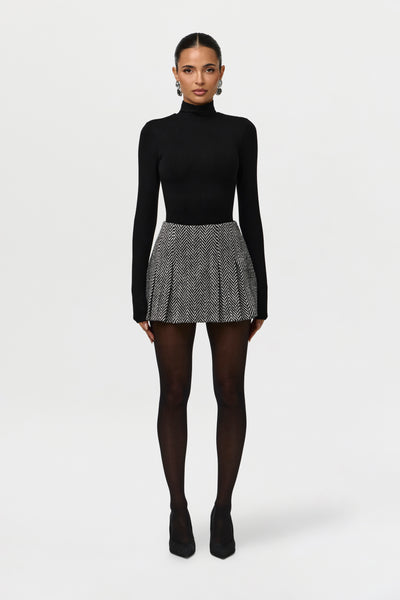 Herringbone Pleated Mini Skirt – Naked Wardrobe