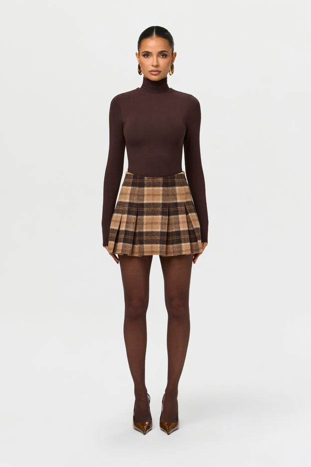 Suiting Plaid Pleated Mini Skirt