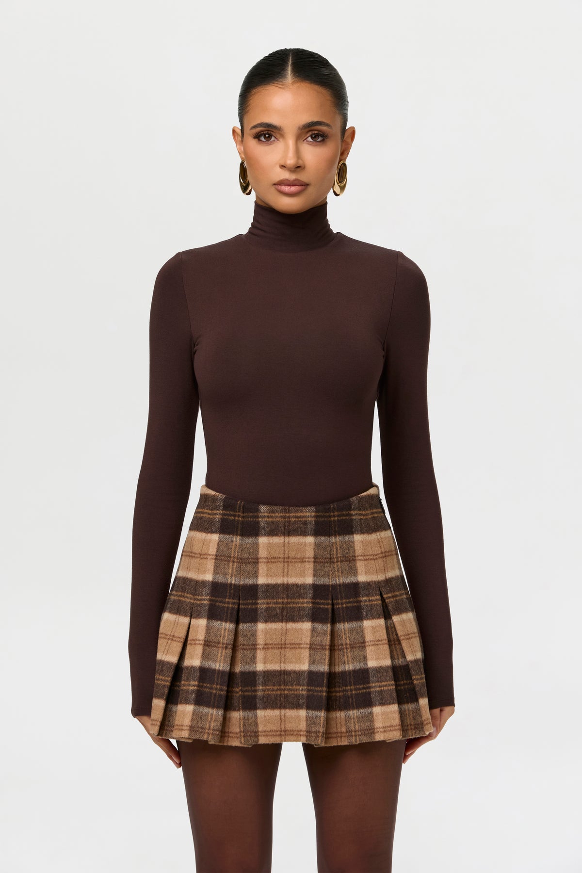 Suiting Plaid Pleated Mini Skirt