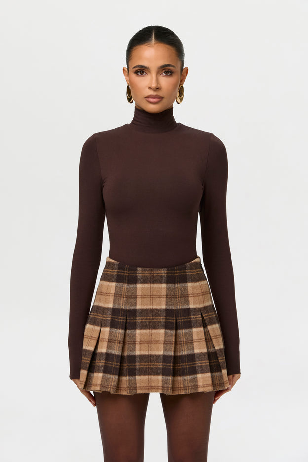 Suiting Plaid Pleated Mini Skirt