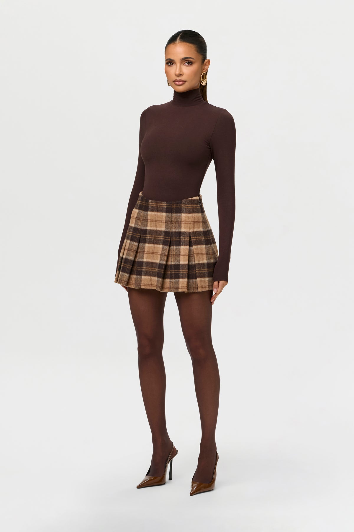 Suiting Plaid Pleated Mini Skirt
