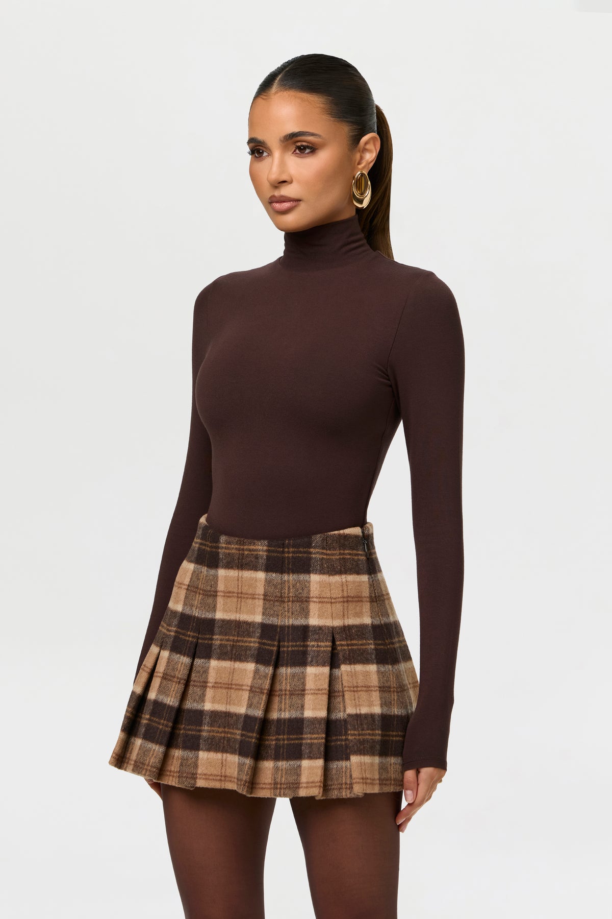 Suiting Plaid Pleated Mini Skirt