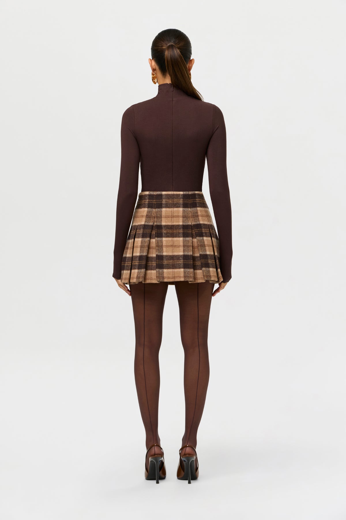 Suiting Plaid Pleated Mini Skirt
