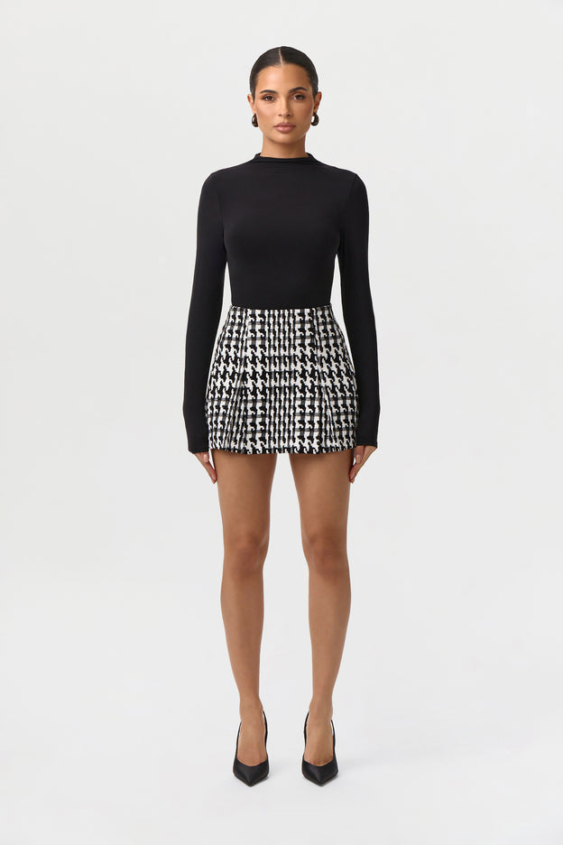 Jacquard Houndstooth Mini Skirt