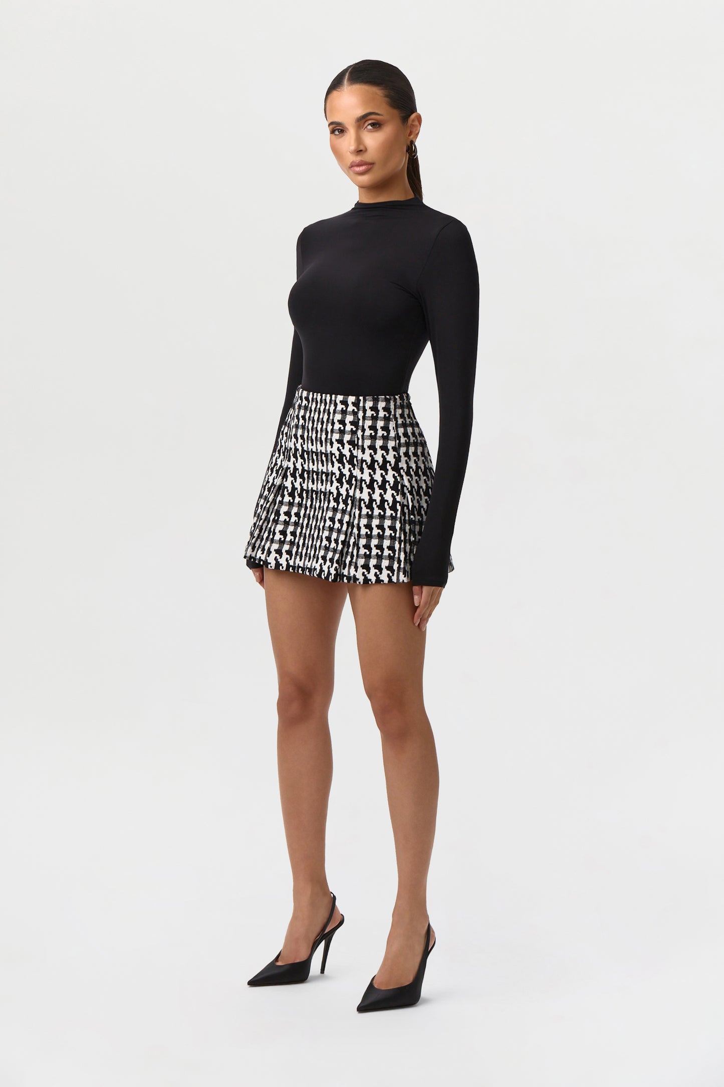 Jacquard Houndstooth Mini Skirt