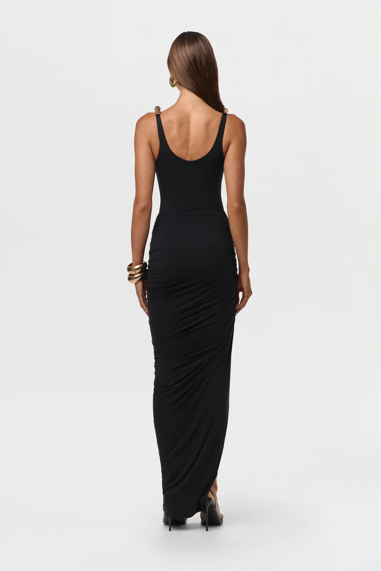 Naked Ruched Drape Maxi Skirt