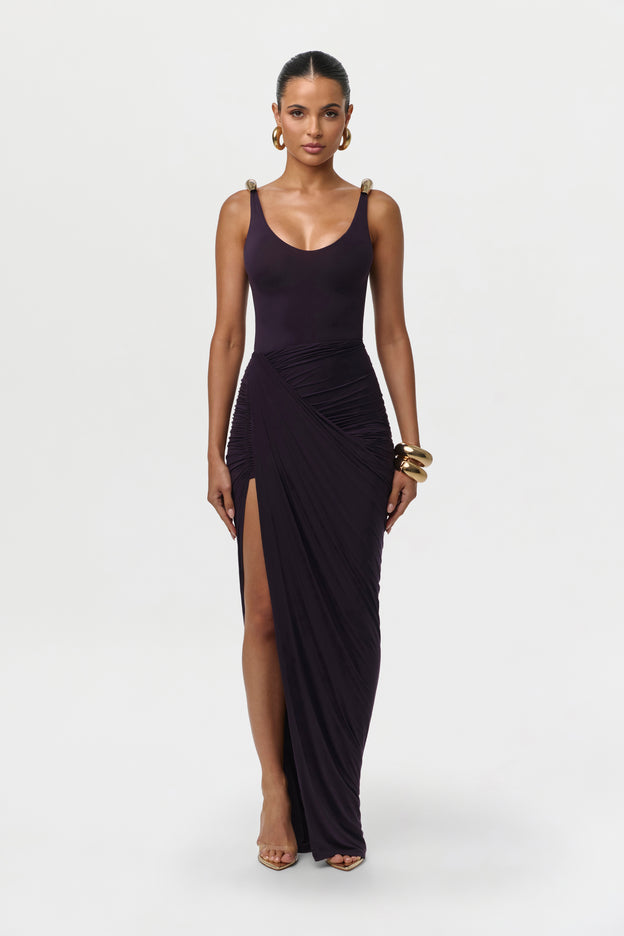 Naked Ruched Drape Maxi Skirt