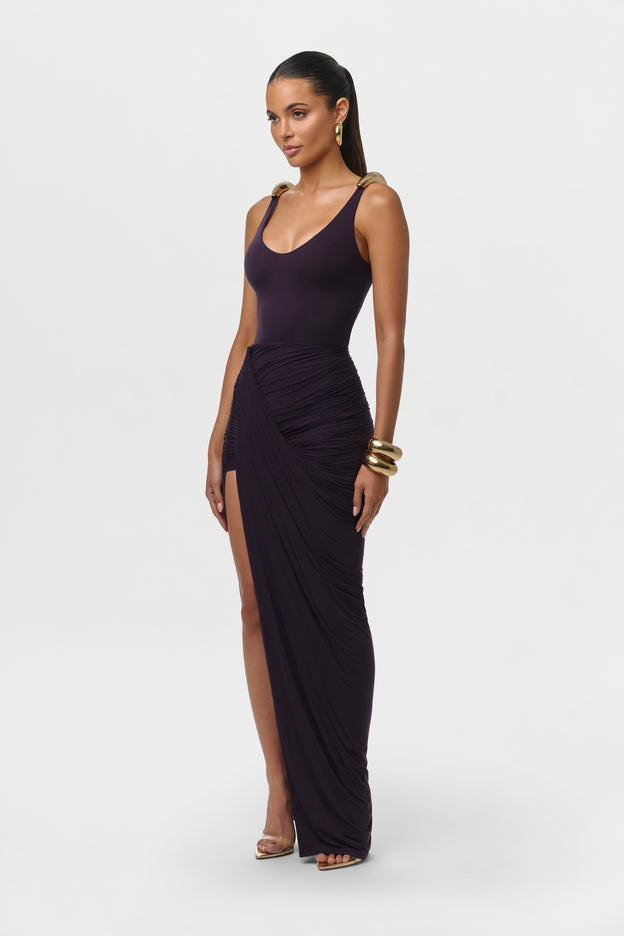 Naked Ruched Drape Maxi Skirt