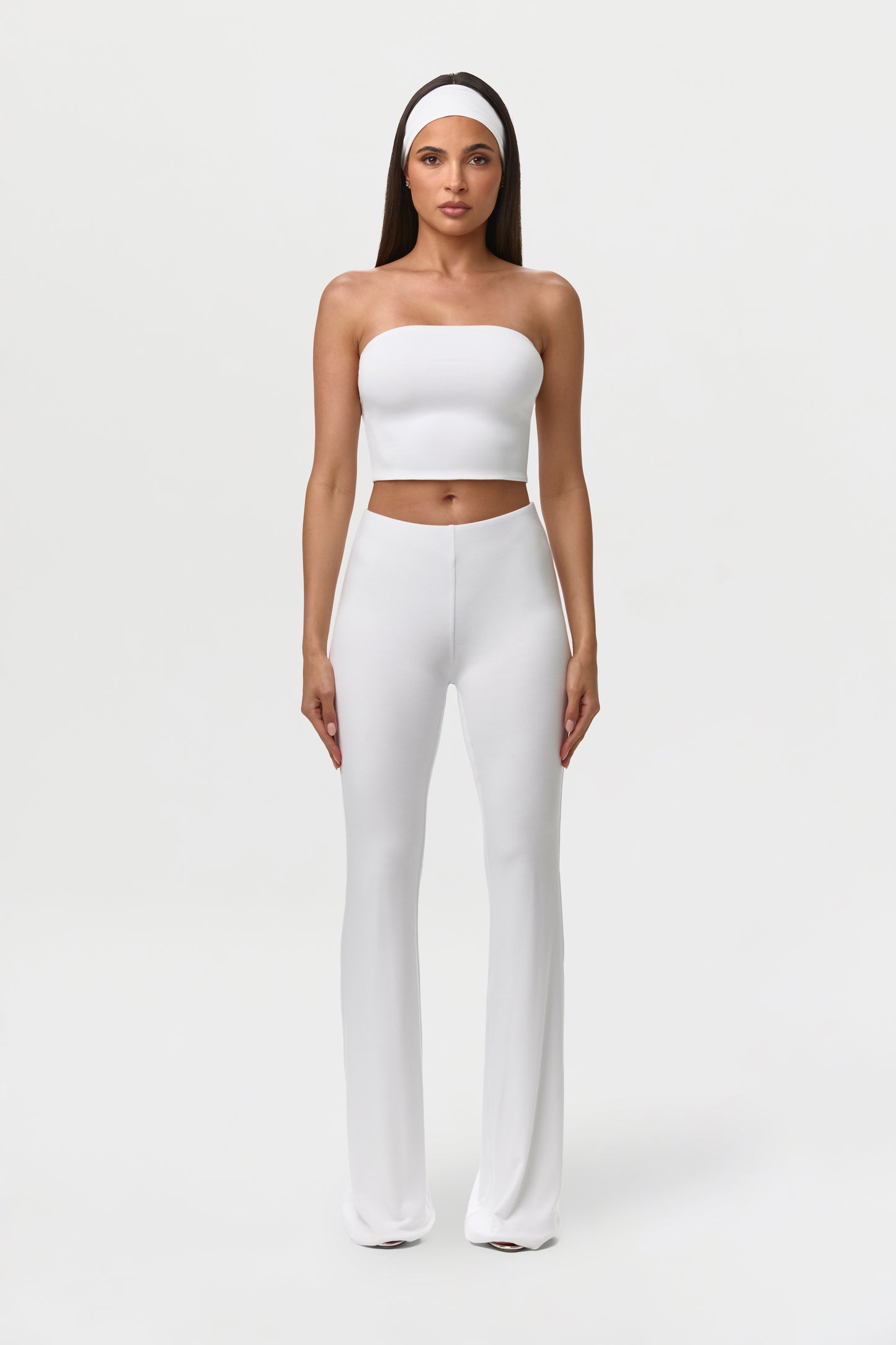 White Smooth Bootcut Pants