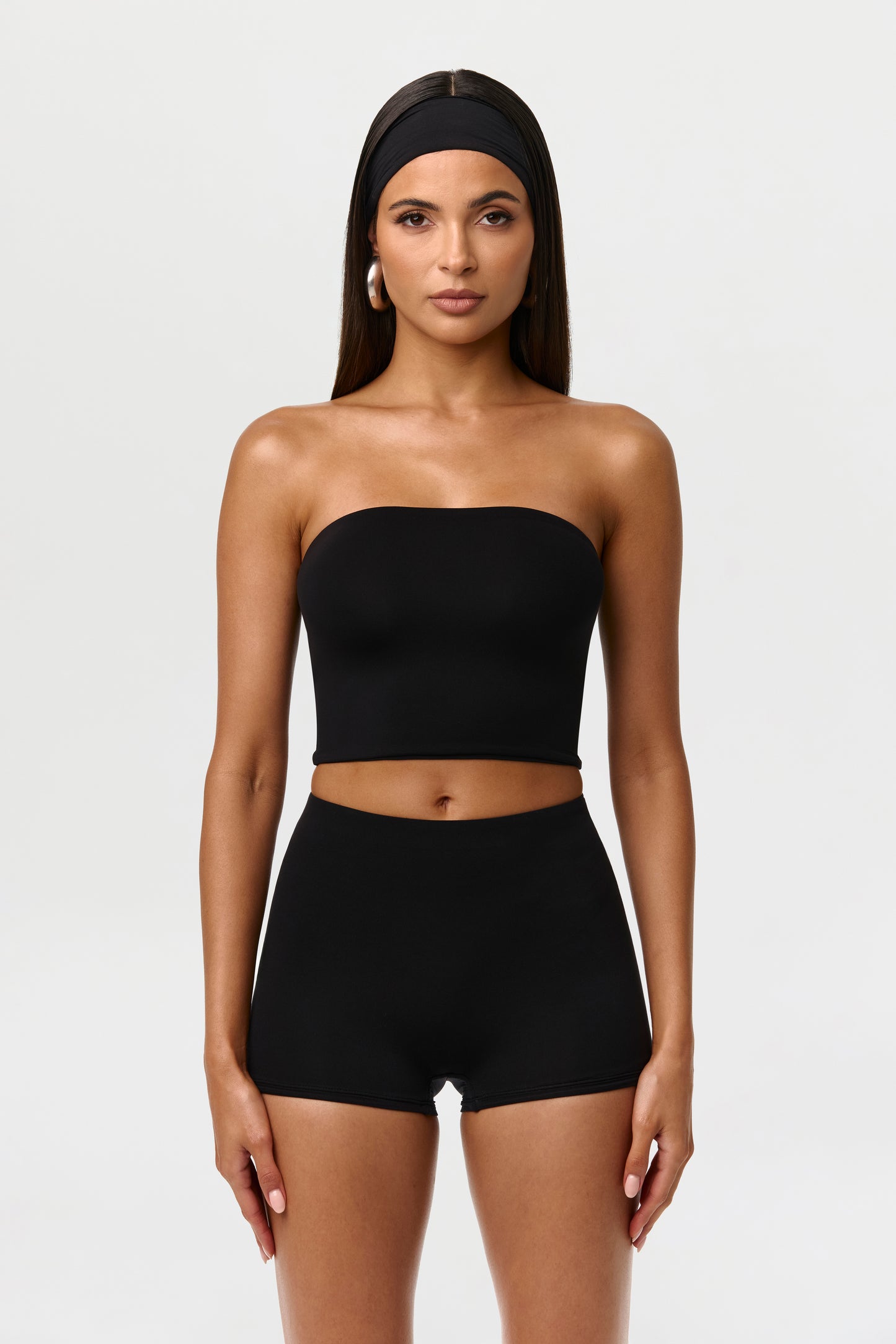 Black Naked Tube Crop Top