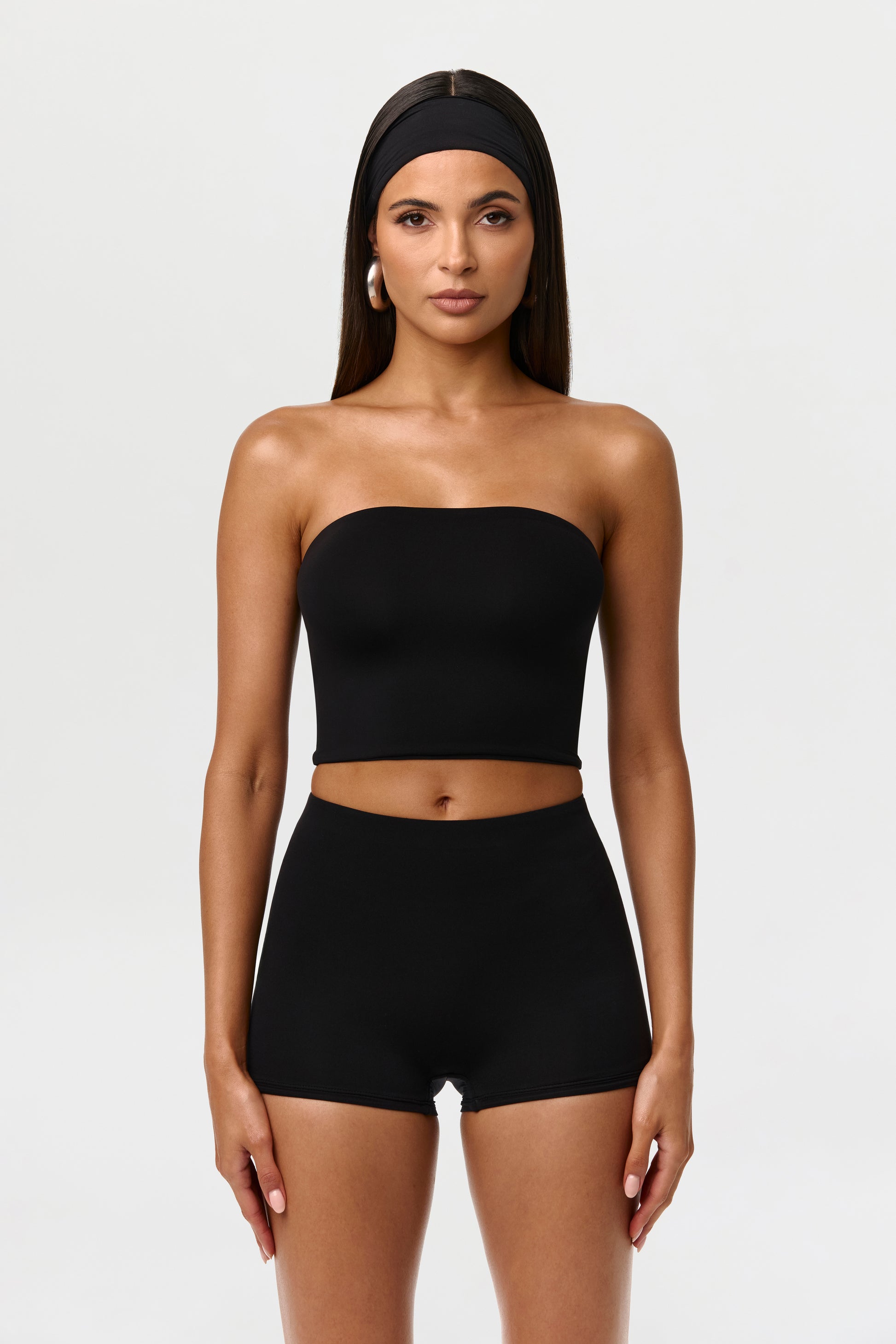 Black Naked Tube Crop Top