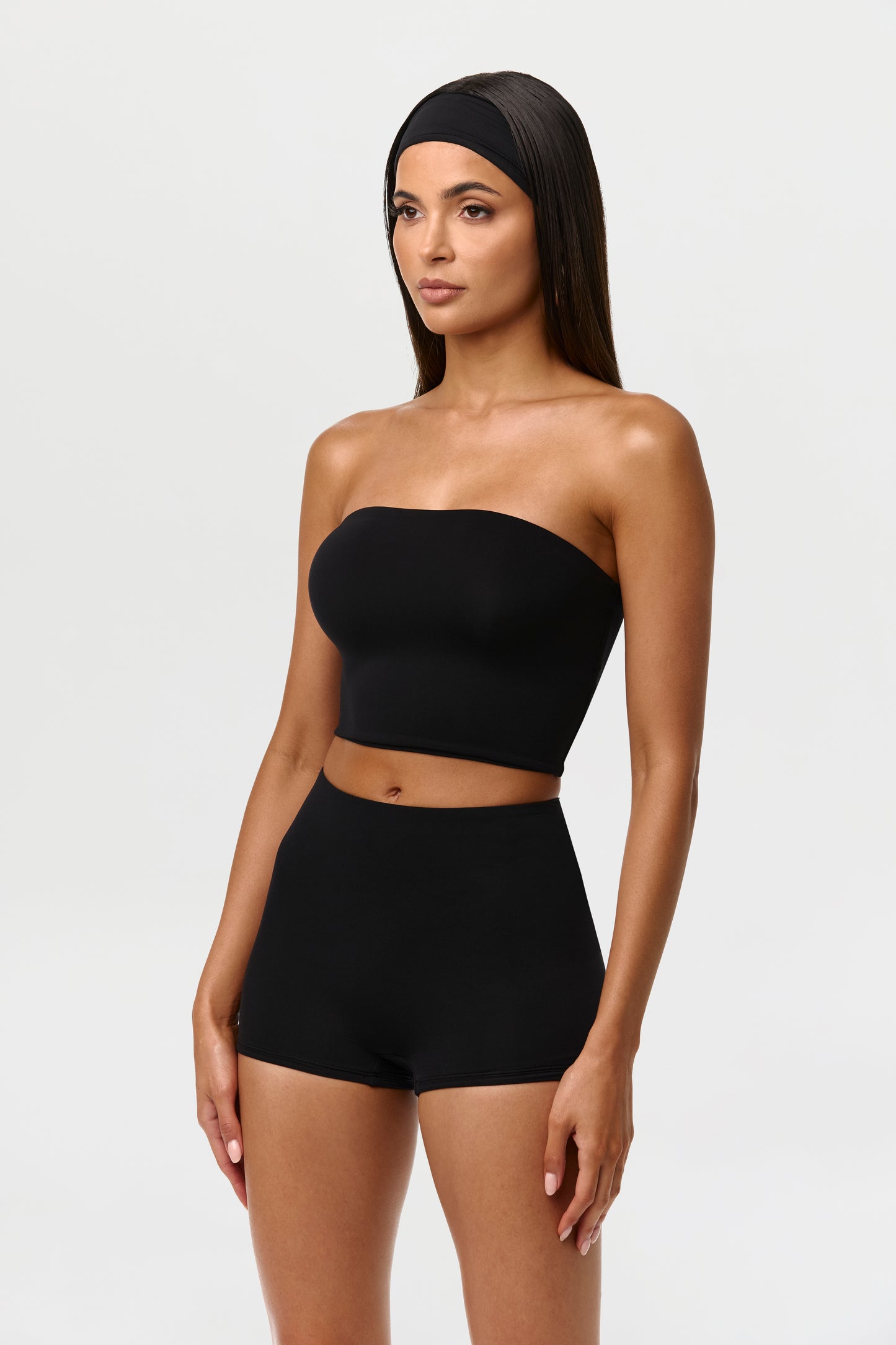 Black Naked Tube Crop Top